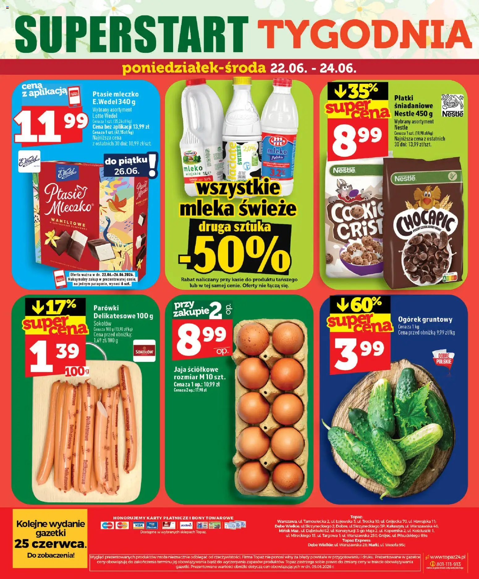 Topaz gazetka - MAZ od 18.06.2026 | Strona: 74 | Produkty: Mleka, Parówki, Mleko, Płatki