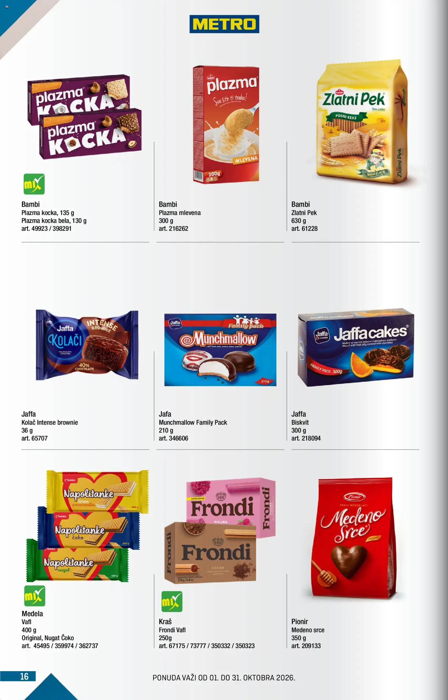 Metro katalog - važi od 01.10.2026 | Strana: 16 | Proizvode: Kolač, Sto, Brownie, Napolitanke