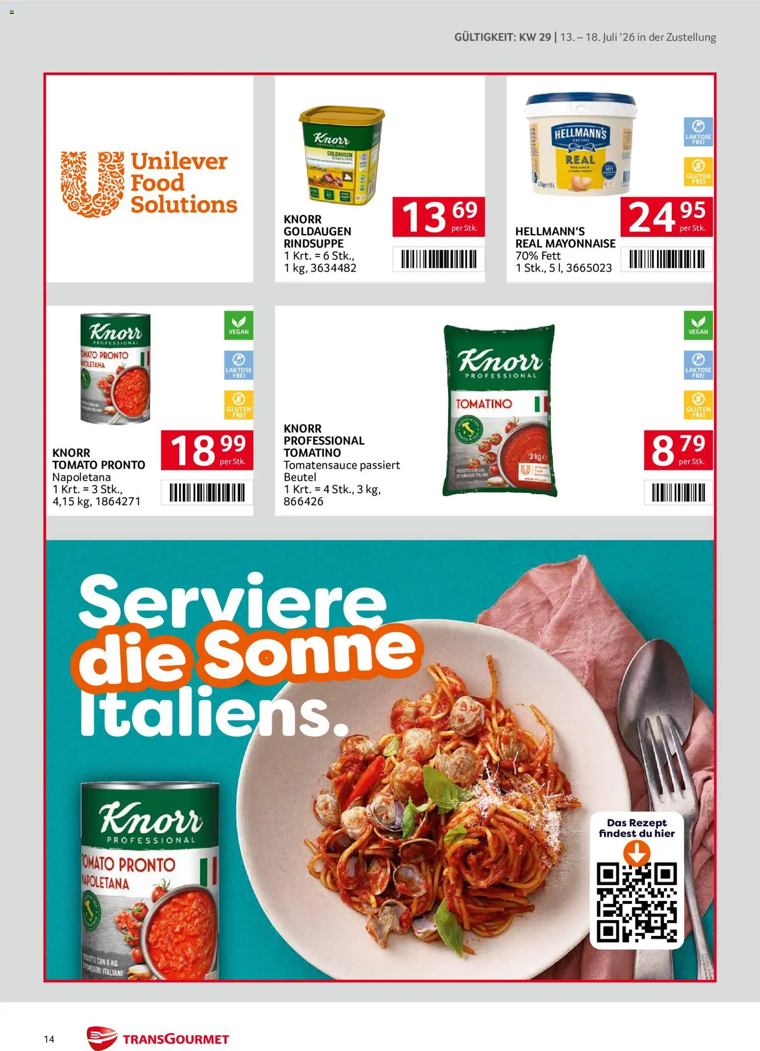 Transgourmet Zustellaktion gültig ab 13.07.2026 | Seite: 14 | Produkte: Mayonnaise