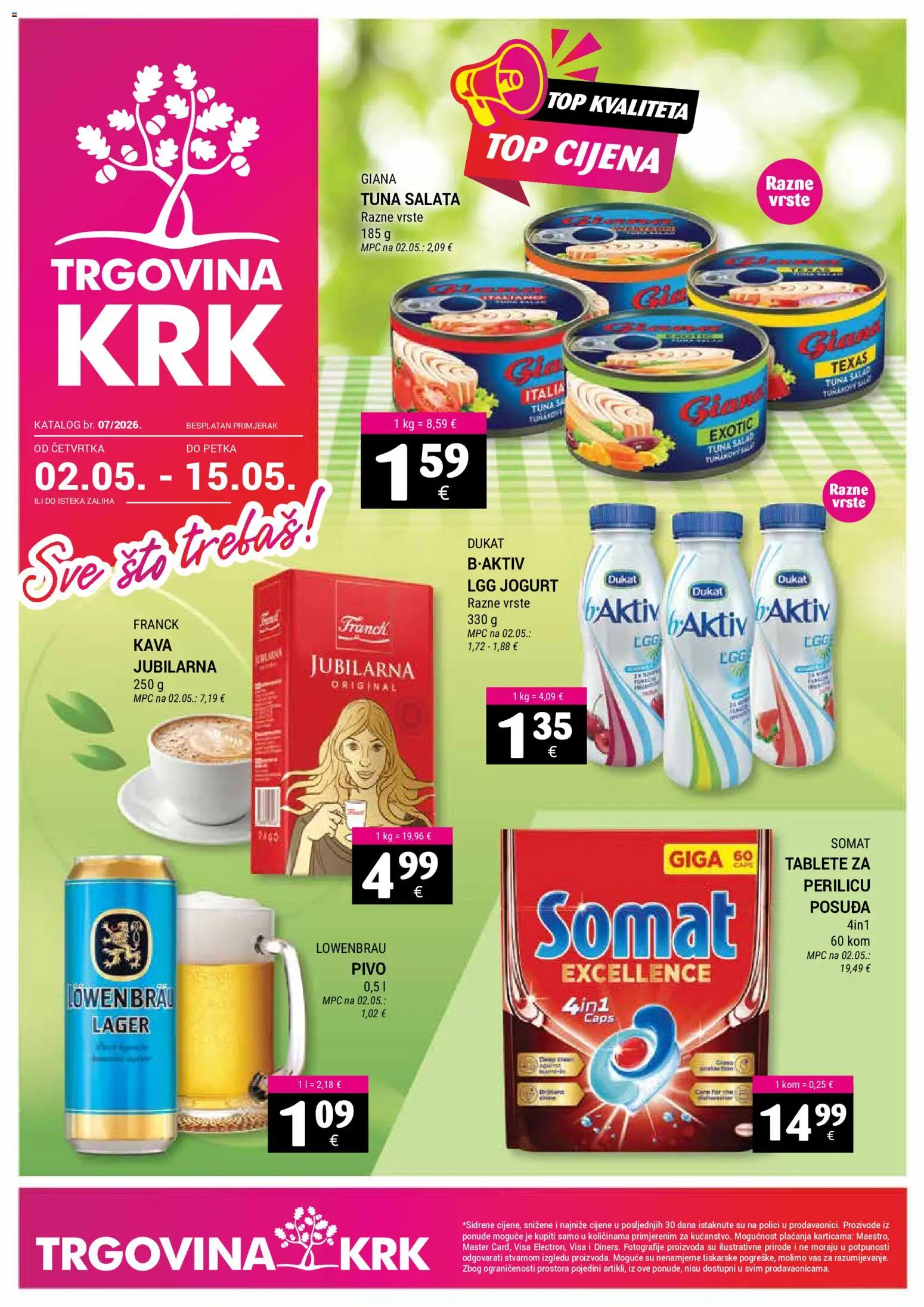 Trgovina Krk katalog | vrijedi od 02.05.2026 | Stranica: 1 | Proizvodi: Kava, Pivo, Salata, Somat