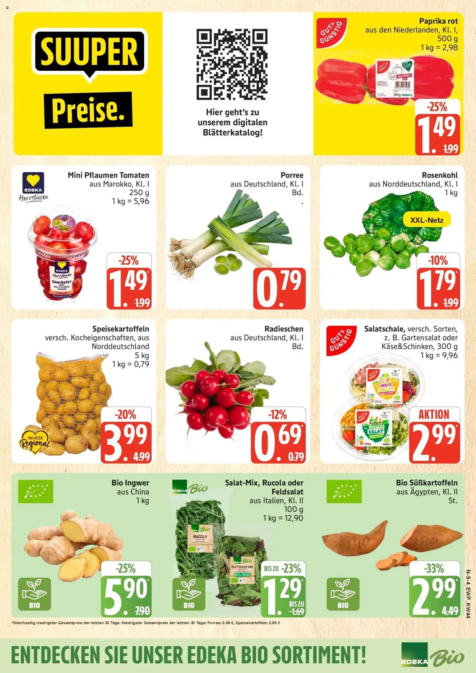 Edeka Prospekt Rostock (ab 26.10.2026) » Angebote Online | Seite: 5 | Produkte: Pflaumen, Paprika rot, Rucola, Paprika