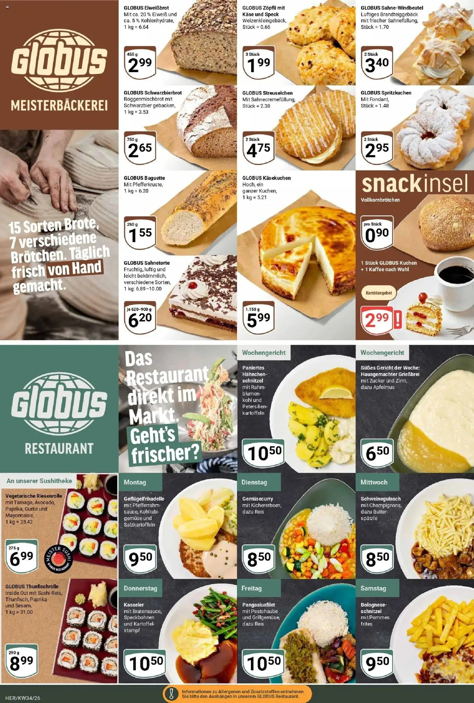 Globus Prospekt Hermsdorf (ab 17.08.2026) » Angebote online | Seite: 10 | Produkte: Hahnchen, Baguette, Paprika, Kuchen