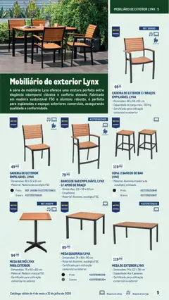 Pré-visualização Makro Especial Mobiliário válido de 04.05.2026 | Página: 5 | Produtos: Banco, Mesa, Cadeira