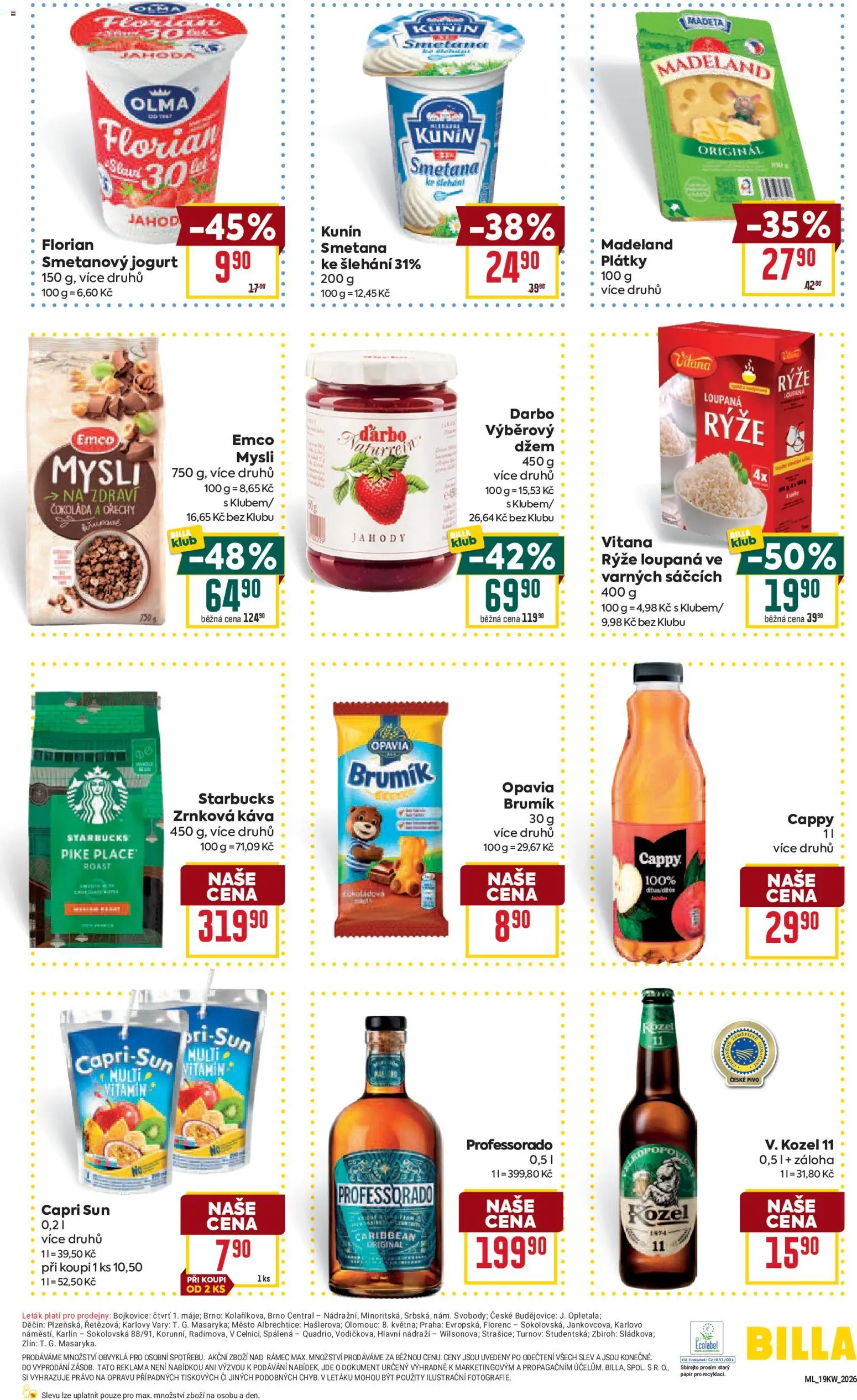 Billa Malý leták od 06.05.2026 | Strana: 3 | Produkty: Emco Mysli, Starbucks, Rýže, Ořechy