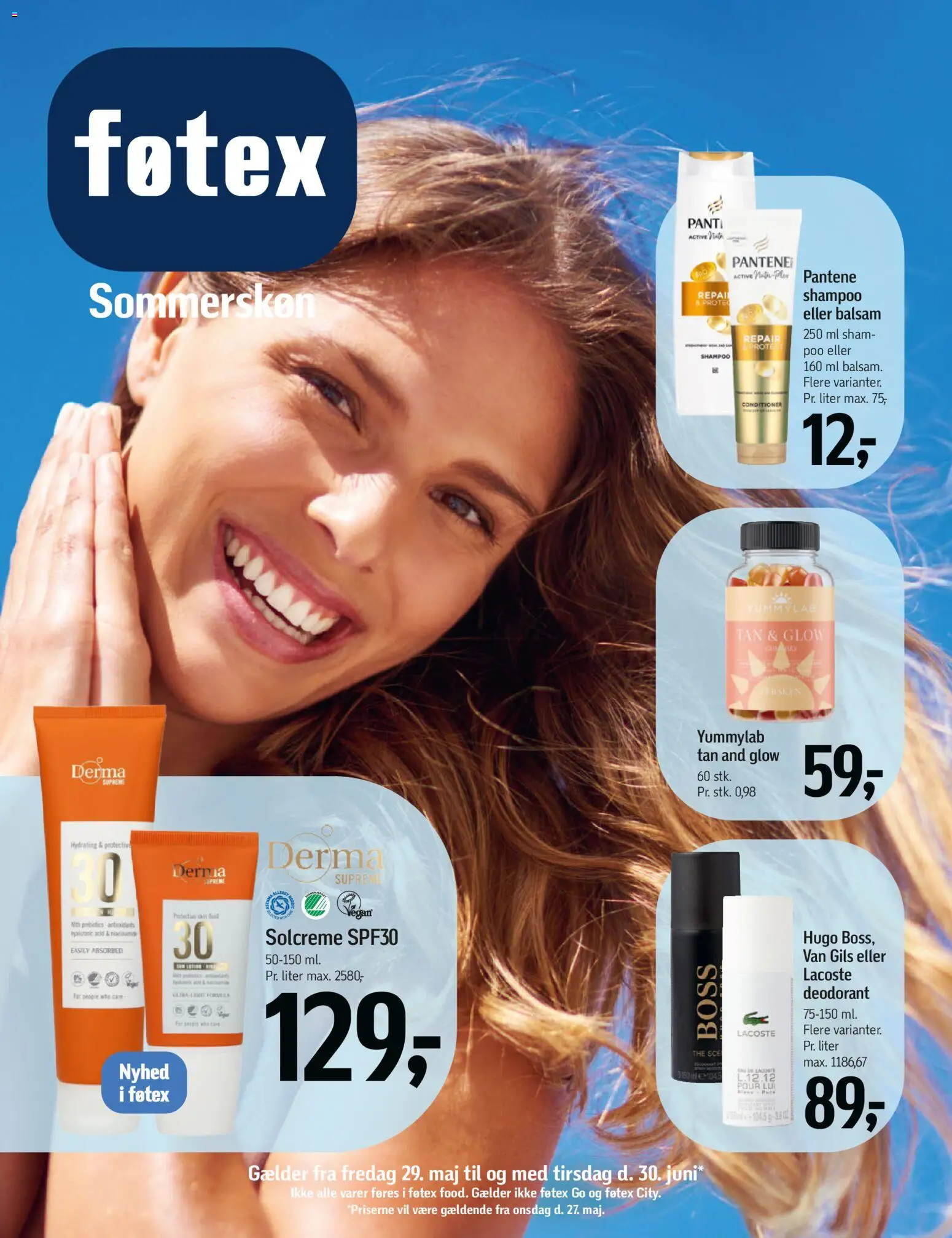 Føtex tilbudsavis – gyldig fra 29.05.2026 | Side: 1 | Produkter: Shampoo, Balsam, Solcreme, Deodorant