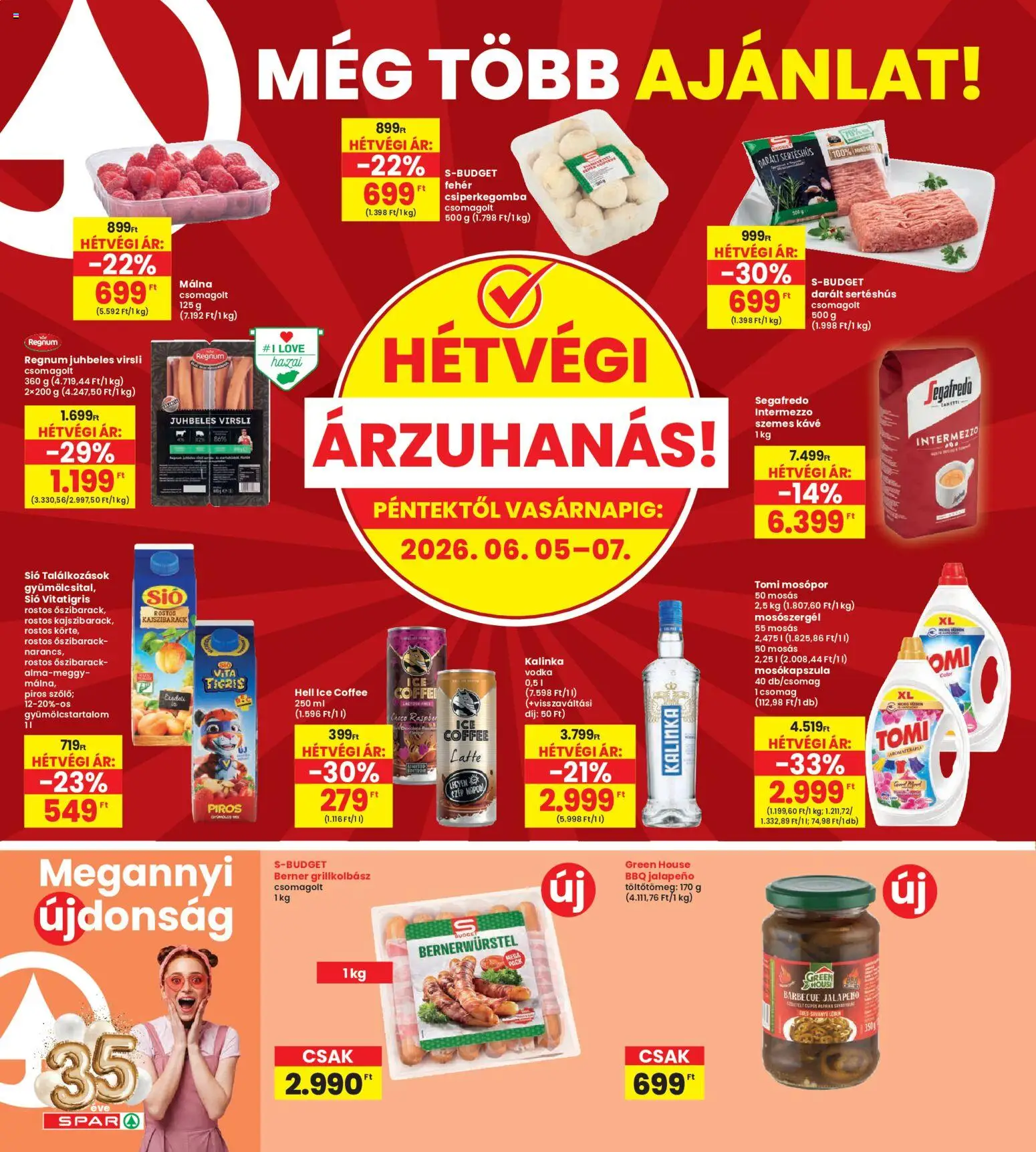 Interspar akciós ujság - amely érvényes a következő dátumtól: 04.06.2026 | Oldal: 20 | Termékek: Csiperkegomba, Mosókapszula, Mosópor, Vodka