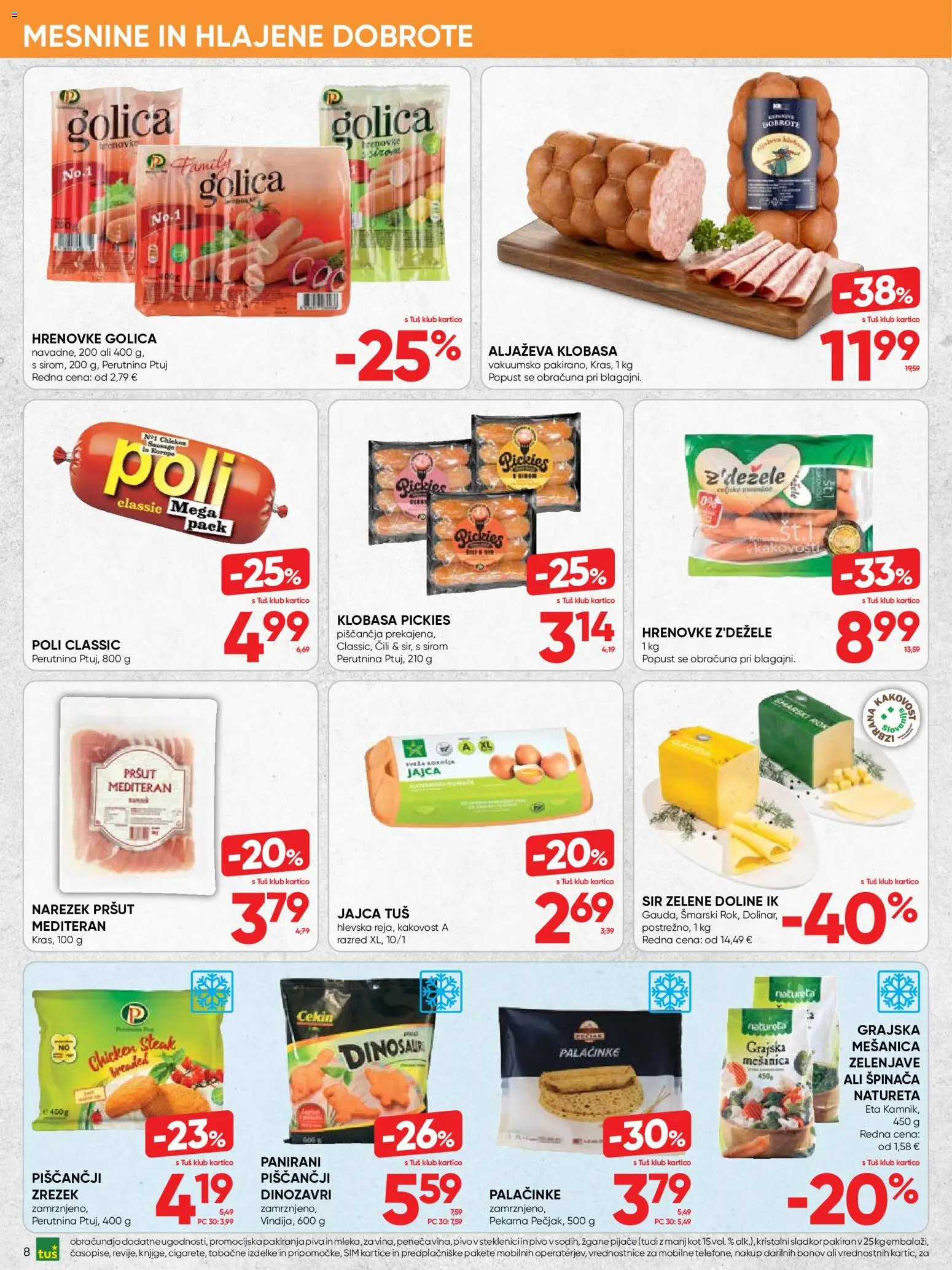 Novi Tuš katalog ponudbe – veljaven od 22.07.2026 | Stran: 8 | Izdelki: Pršut, Narezek, Pivo, Cili