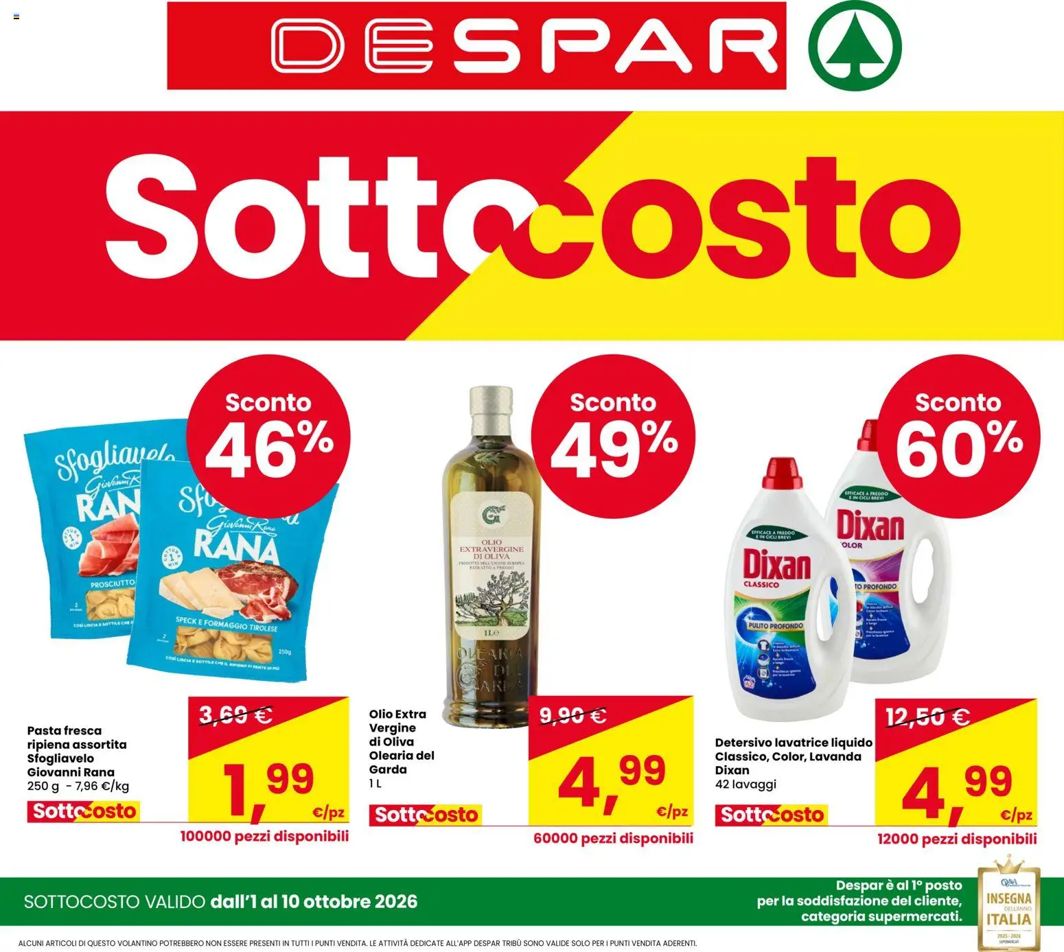Volantino Despar del 01/10/2026 | Pagina: 1 | Prodotti: Speck, Olio, Pasta, Lavatrice