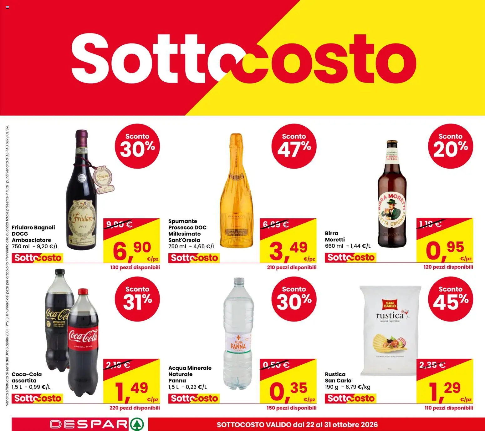 Volantino Despar del 22/10/2026 | Pagina: 8 | Prodotti: Panna, Acqua, Spumante, Acqua minerale