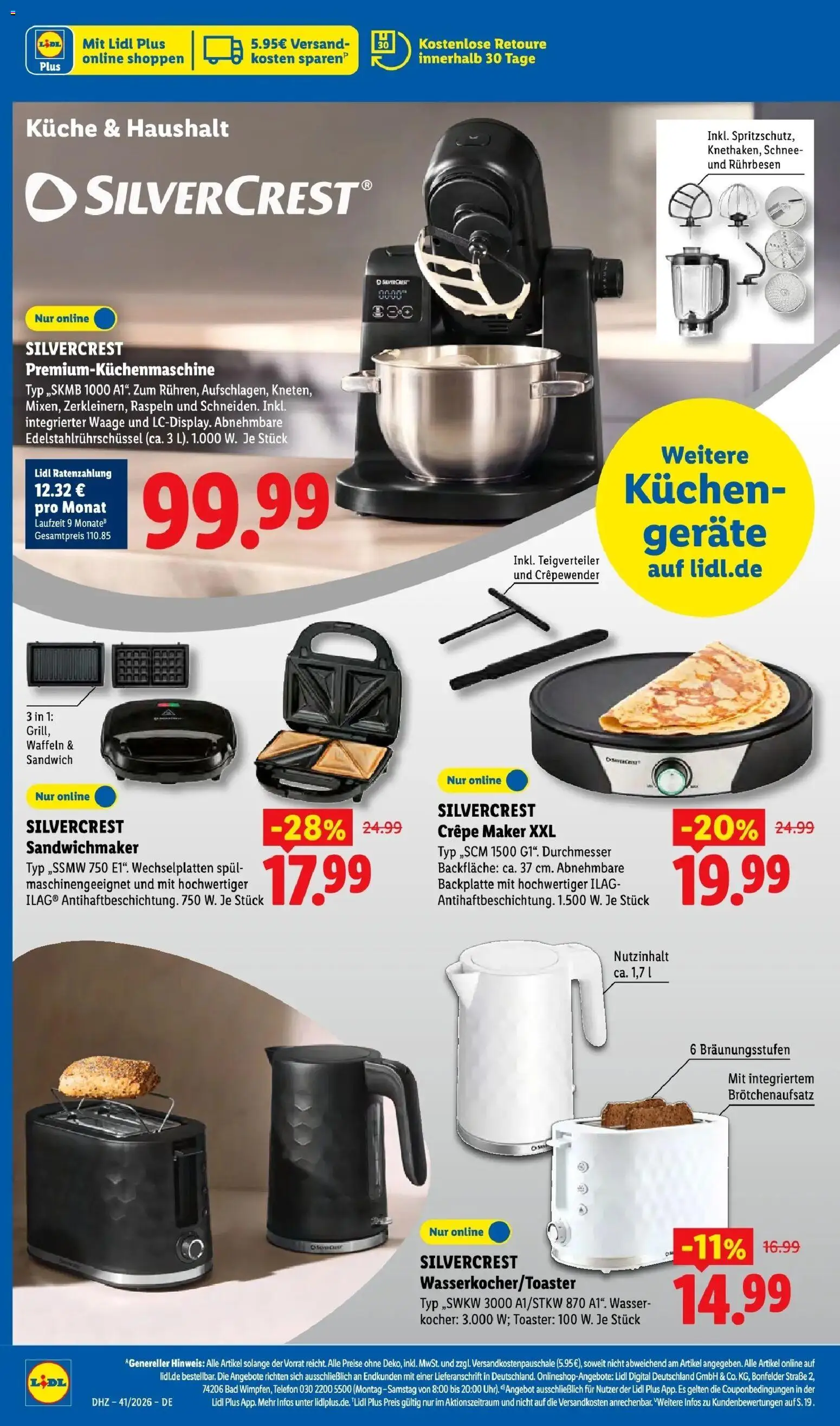 Lidl Prospekt Mahlow (ab 05.10.2026) zum Blättern » Angebote | Seite: 34 | Produkte: Sandwichmaker, Kocher, Wasser, Telefon