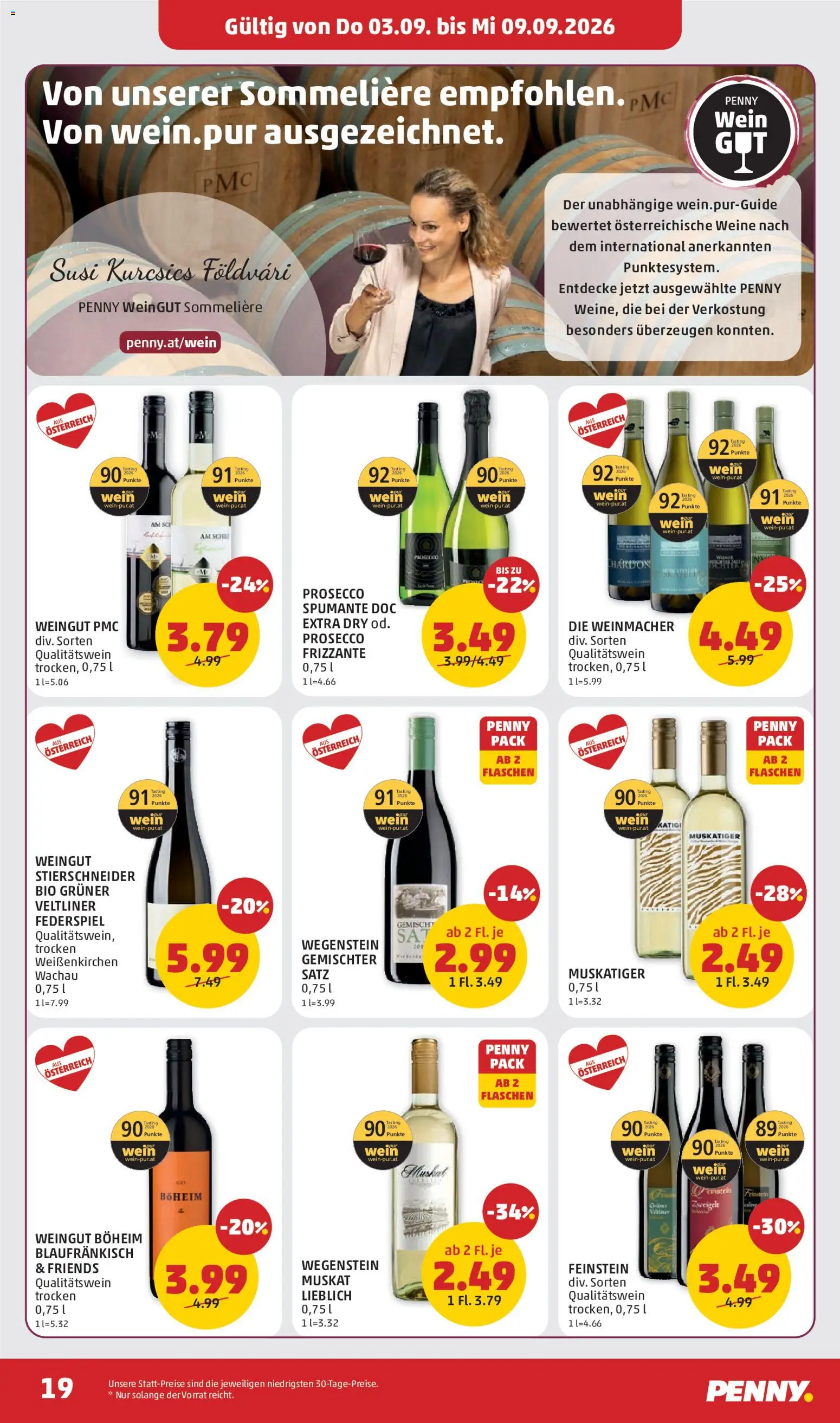 Penny Markt Flugblatt gültig ab 03.09.2026 | Seite: 19 | Produkte: Prosecco, Wein