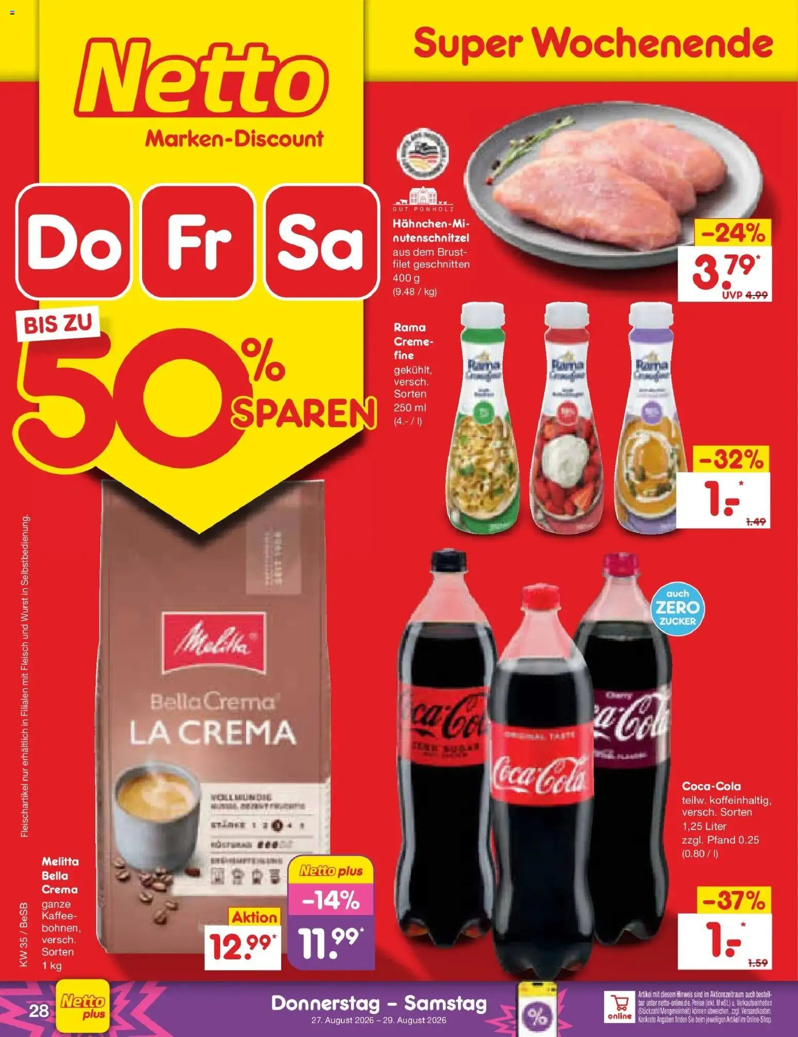 Netto Marken-Discount Prospekt Berlin-Prenzlauer Berg – gültig ab 24.08.2026 | Seite: 40 | Produkte: Rama, Coca cola, Creme, Wurst