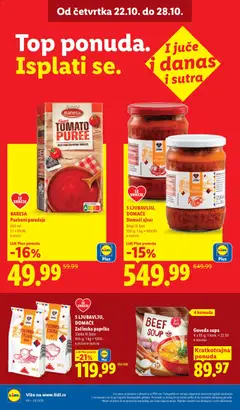 Začinska paprika, Slatka ili ljuta 100 g; 1 kg = 1200.- - pregled Lidl kataloga - važi od 22.10.2026 | Strana: 30 | Proizvode: Ajvar, Pasirani paradajz, Paprika, Paradajz