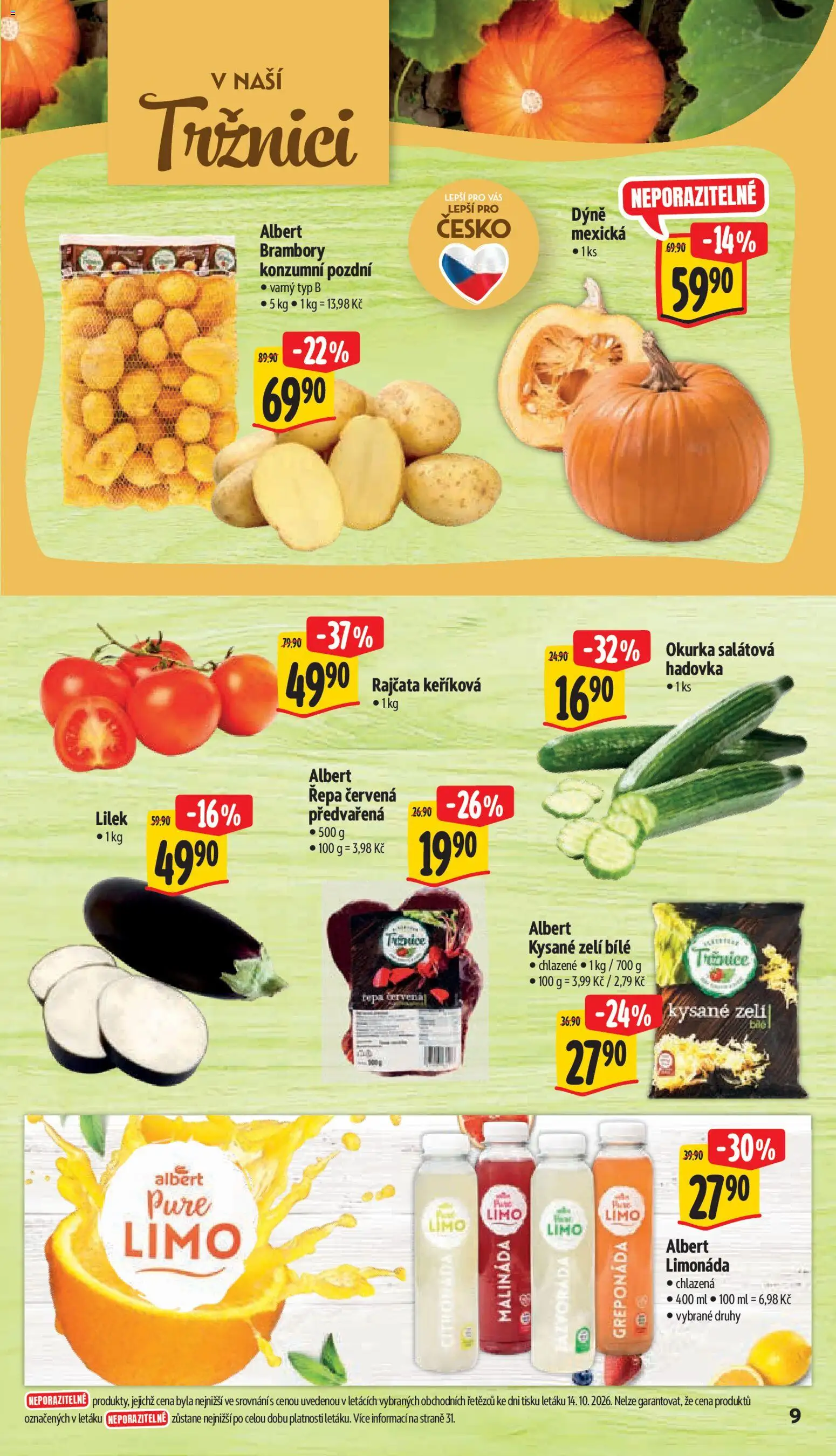 Albert leták - Hypermarket Jablonec nad Tisou od 21.10.2026 | Strana: 23 | Produkty: Limonáda, Zelí, Lilek, Okurka salátová