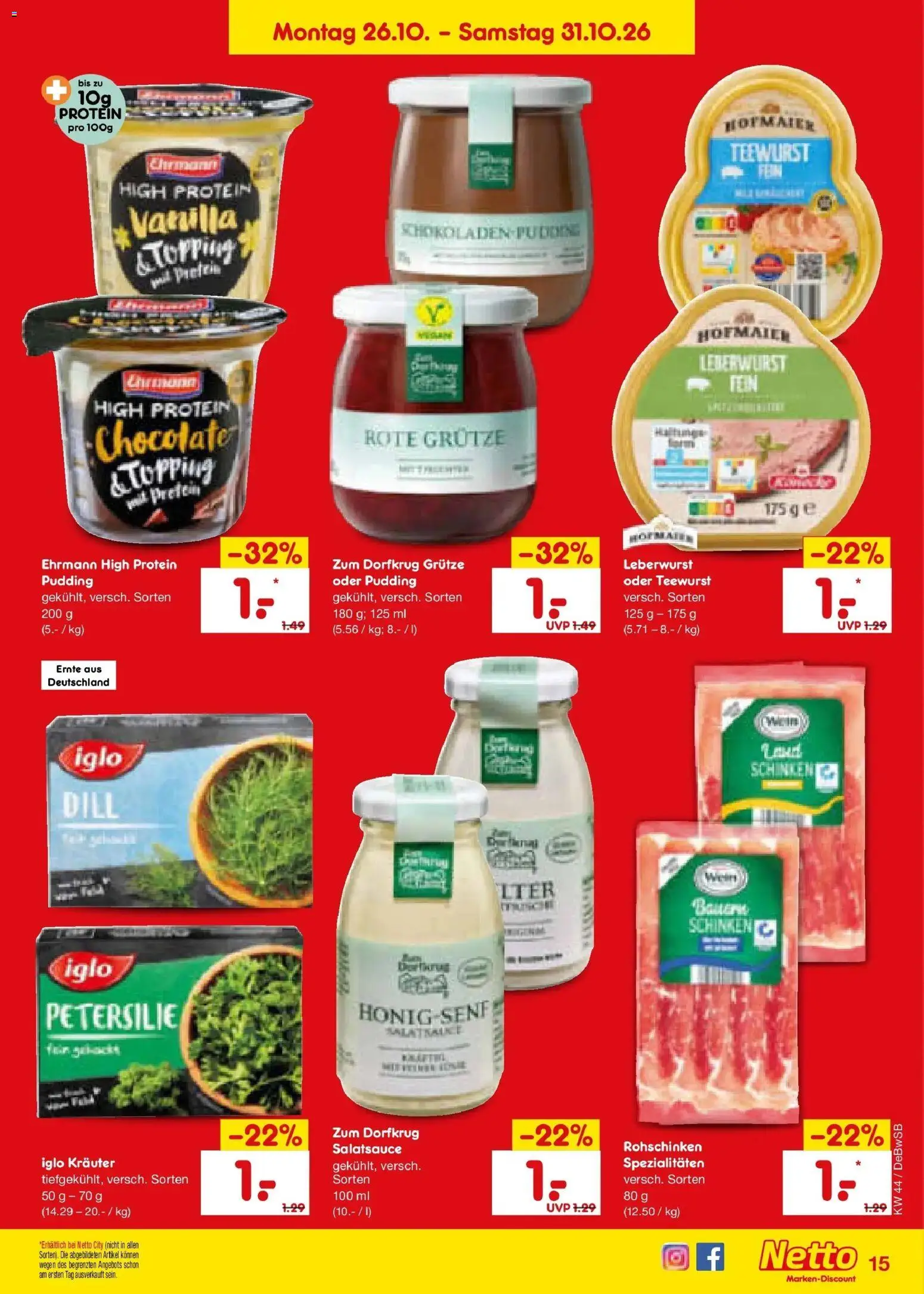 Netto Marken-Discount Prospekt Waiblingen-Bittenfeld – gültig ab 26.10.2026 | Seite: 23 | Produkte: Spezialitäten, Iglo, Dill, Schinken