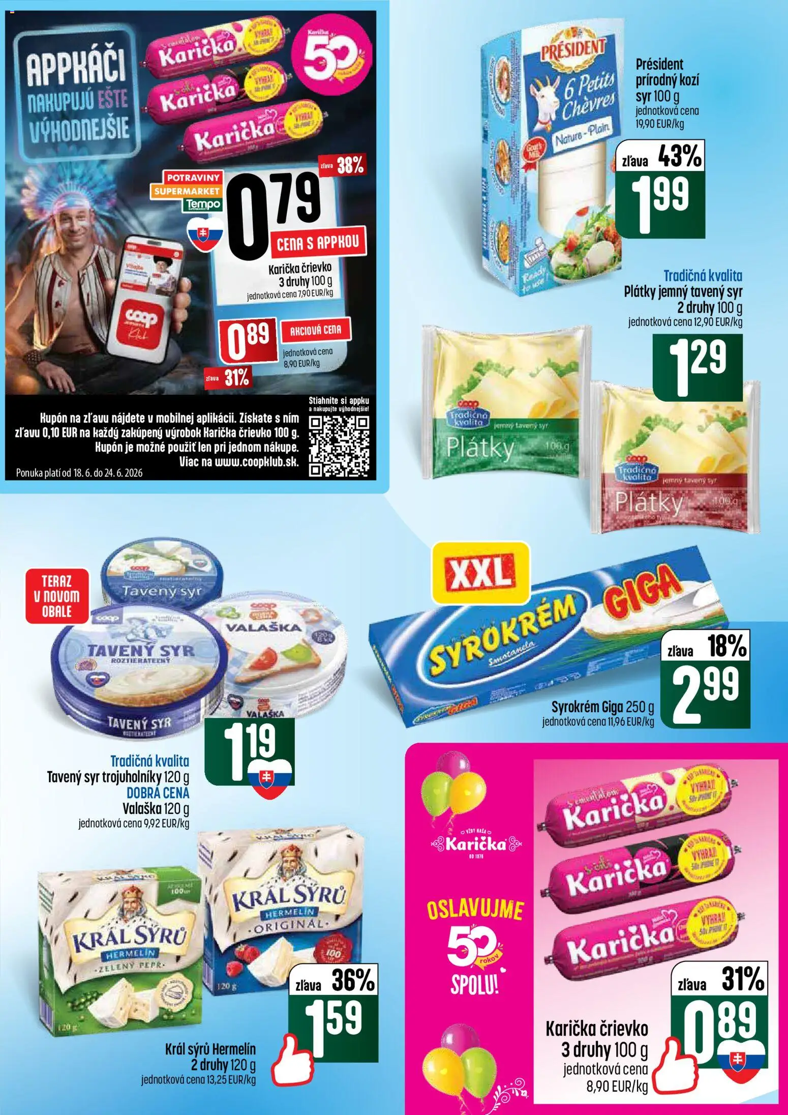 Nové COOP Jednota akcie – leták je platný od 18.06.2026 | Strana: 25 | Produkty: Syr