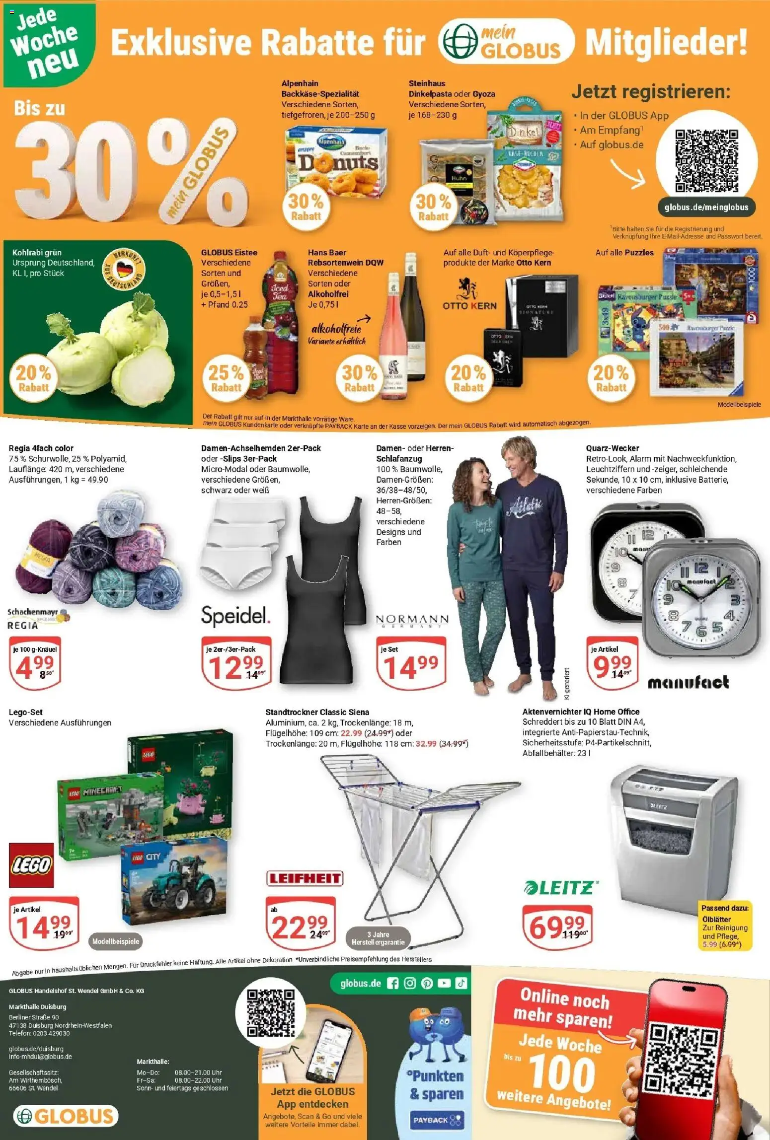 Globus Prospekt Duisburg (ab 14.09.2026) » Angebote online | Seite: 28 | Produkte: Aktenvernichter, Camembert, Telefon, Uhr