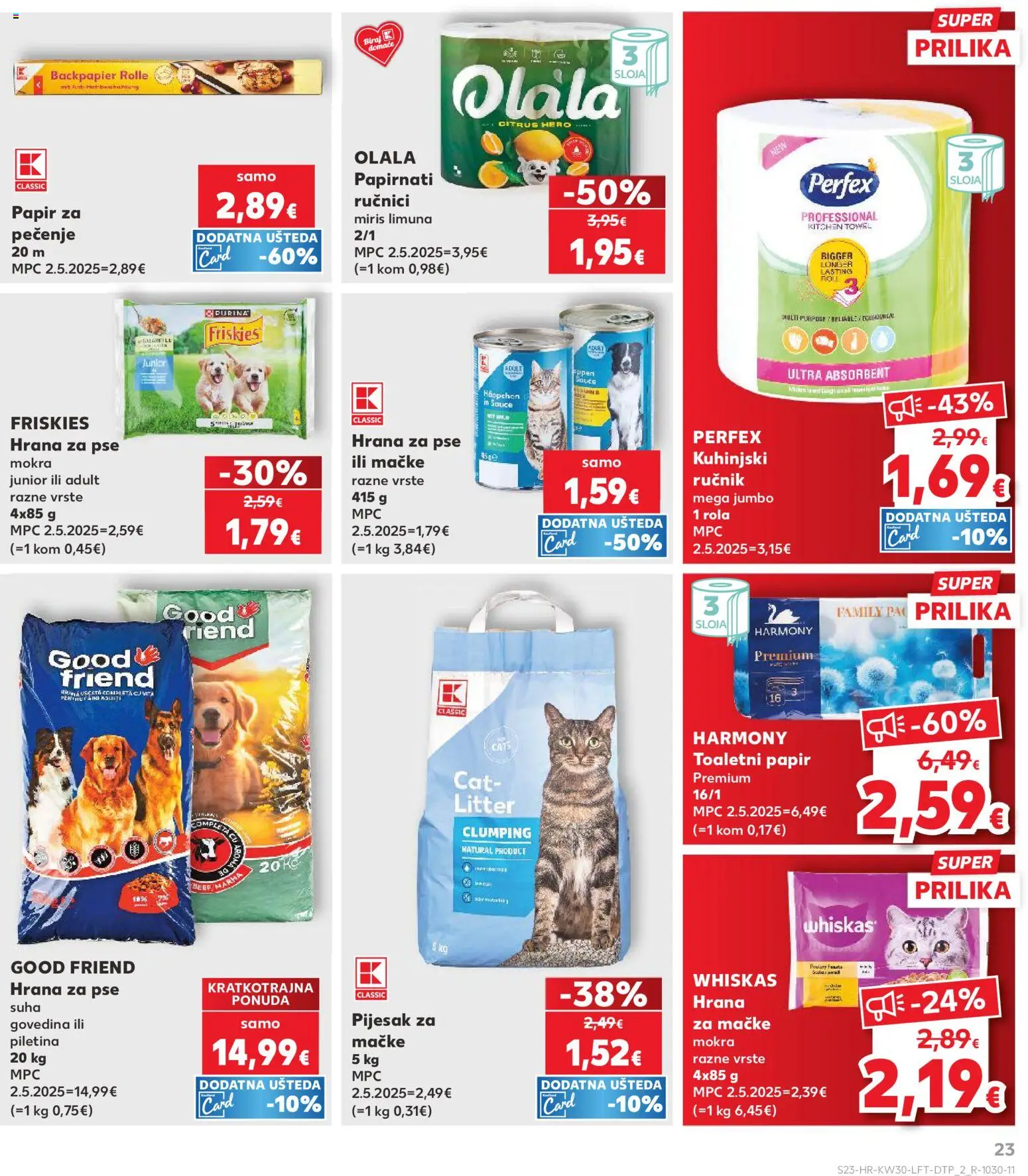 Kaufland HR akciós ujság - amely érvényes a következő dátumtól: 2026.07.22. | Oldal: 23 | Termékek: Whiskas, Friskies, Purina