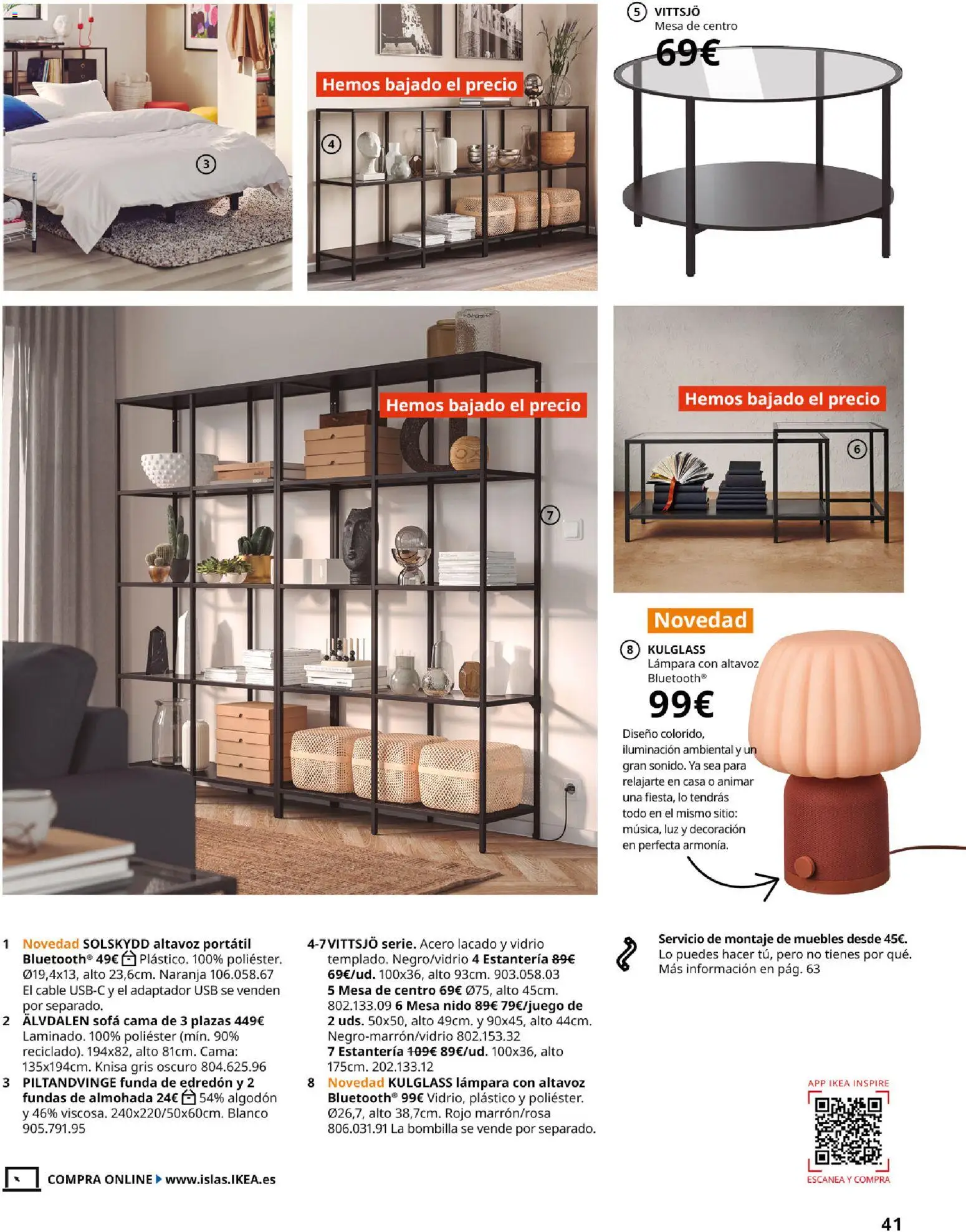 IKEA - Salones │ válido desde el 04/02/2026 | Página: 41 | Productos: Funda, Altavoz, Bombilla, Sofá cama