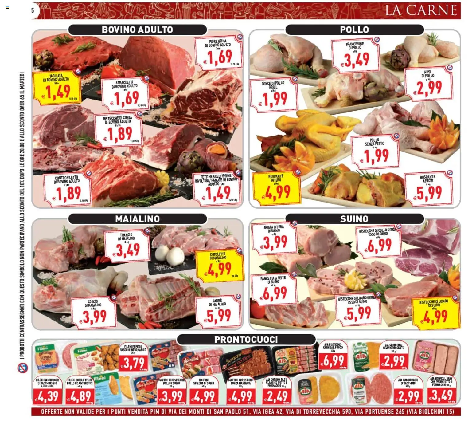 Volantino PIM Supermercati del 12/08/2026 | Pagina: 5 | Prodotti: Martini, Hamburger, Spiedini, Cosce di pollo