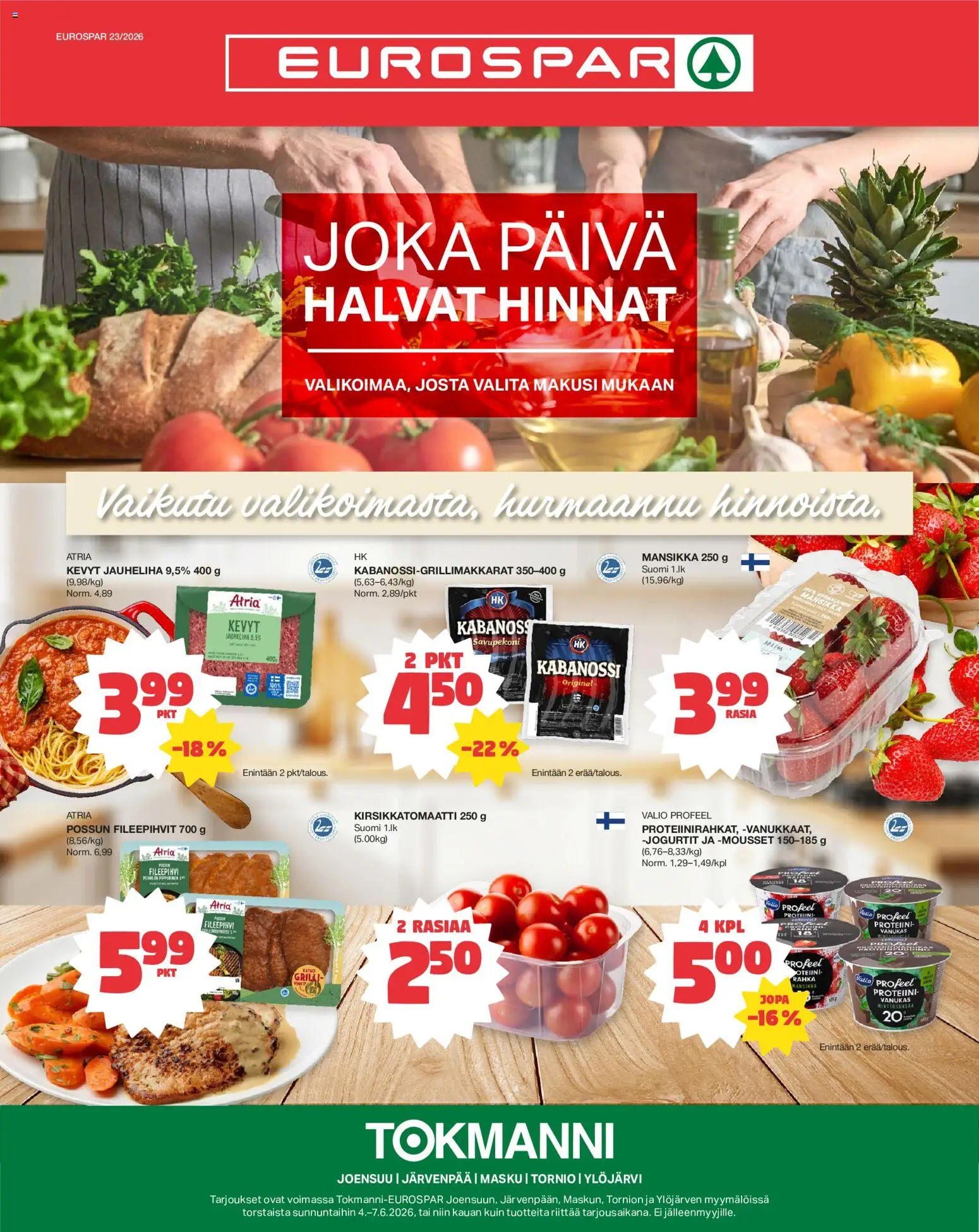 Tokmanni Ruokatarjoukset – voimassa 04.06.2026 alkaen | Sivu: 1 | Tuotteet: Jauheliha, Kirsikkatomaatti