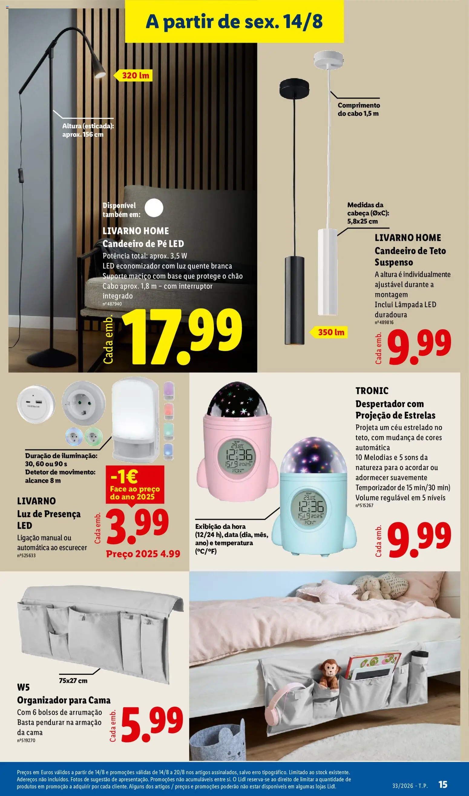 Lidl Novidades │ válido de 10/08/2026 | Página: 15 | Produtos: Interruptor, Base, Cama, Organizador