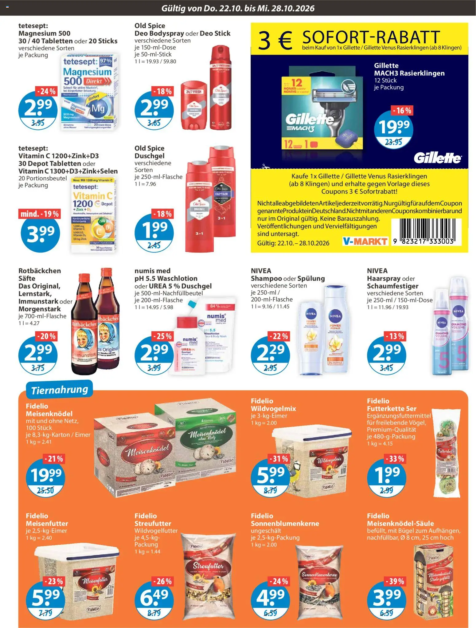 V-Markt Angebote – gültig ab 22.10.2026 | Seite: 13 | Produkte: Shampoo, Haarspray, Duschgel, Deo Stick