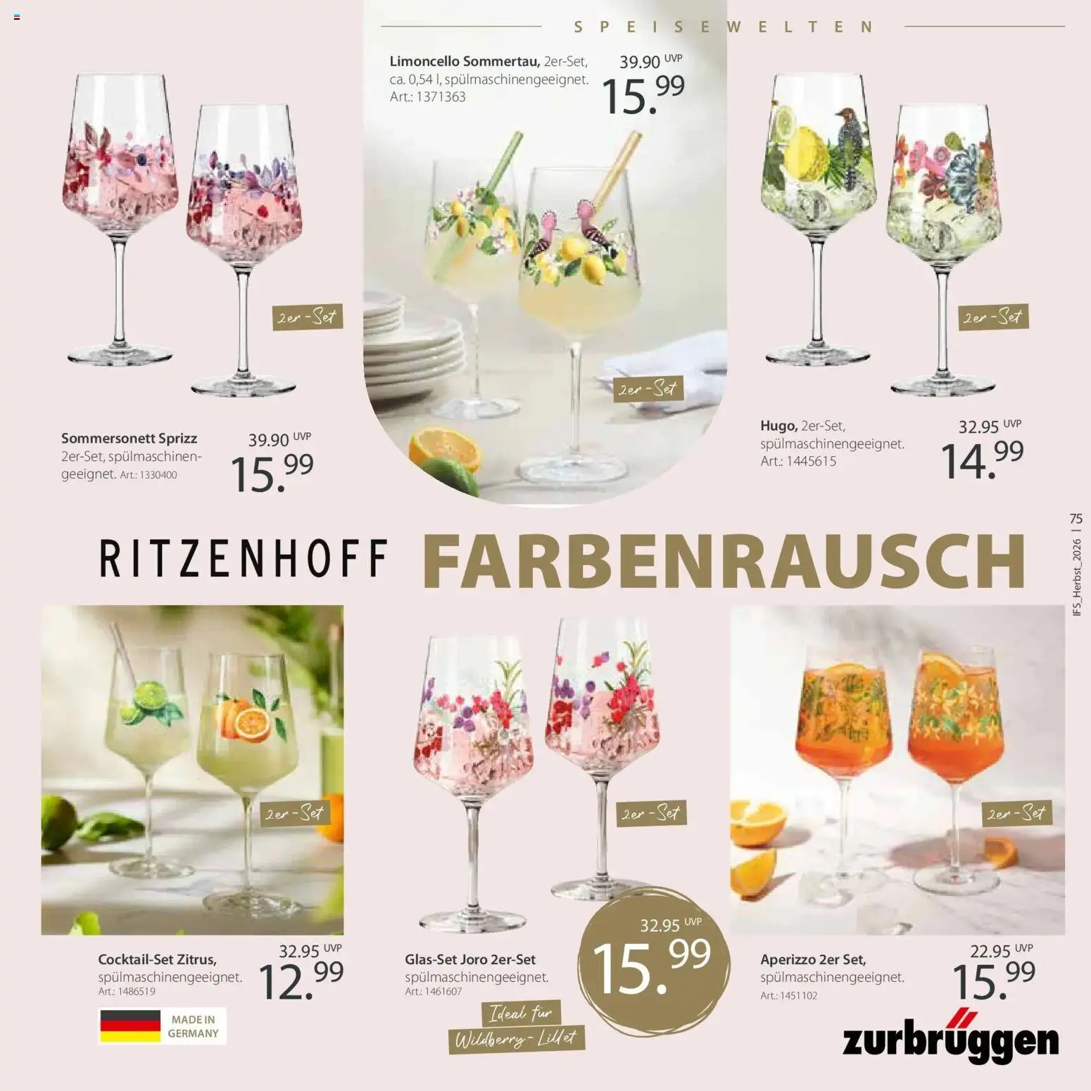 Zurbrüggen - Zurbrüggen: Von allem nur das beste (ab 24.10.2026) zum Blättern | Seite: 75 | Produkte: Lillet, Limoncello