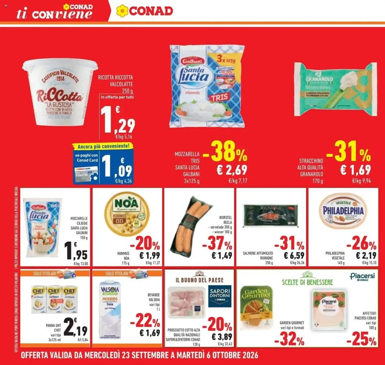 Volantino Conad dal 23/09/2026 > Anteprima | Pagina: 24 | Prodotti: Prosciutto Cotto, Bevande, Prosciutto, Stracchino