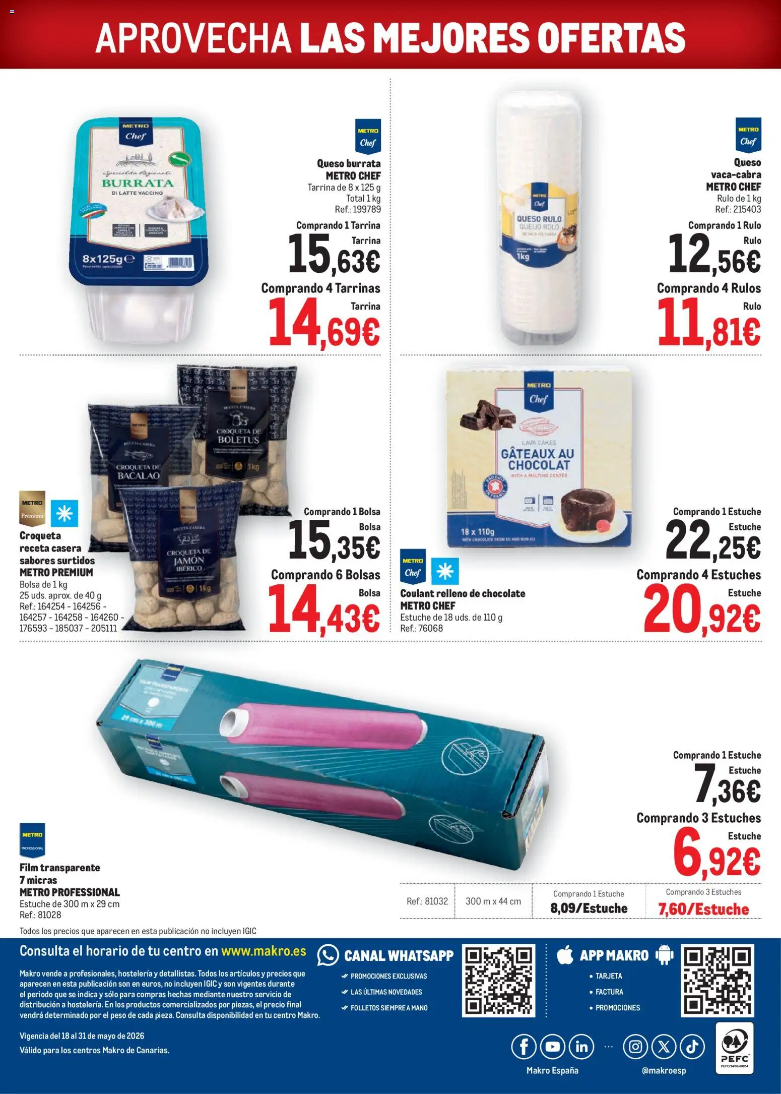 Makro Ofertas Canarias │ válido desde el 18.05.2026 | Página: 4 | Productos: Queso, Chocolate, Jamón, Peso