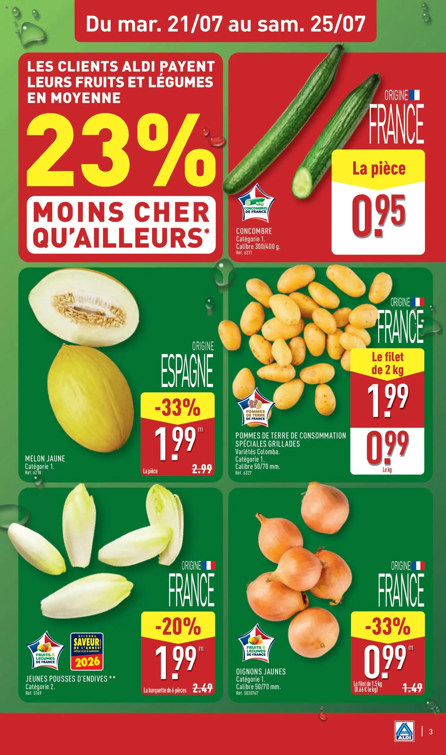 {H1} | Page: 7 | Produits: Fruits, Oignons, Concombres, Pommes de terre