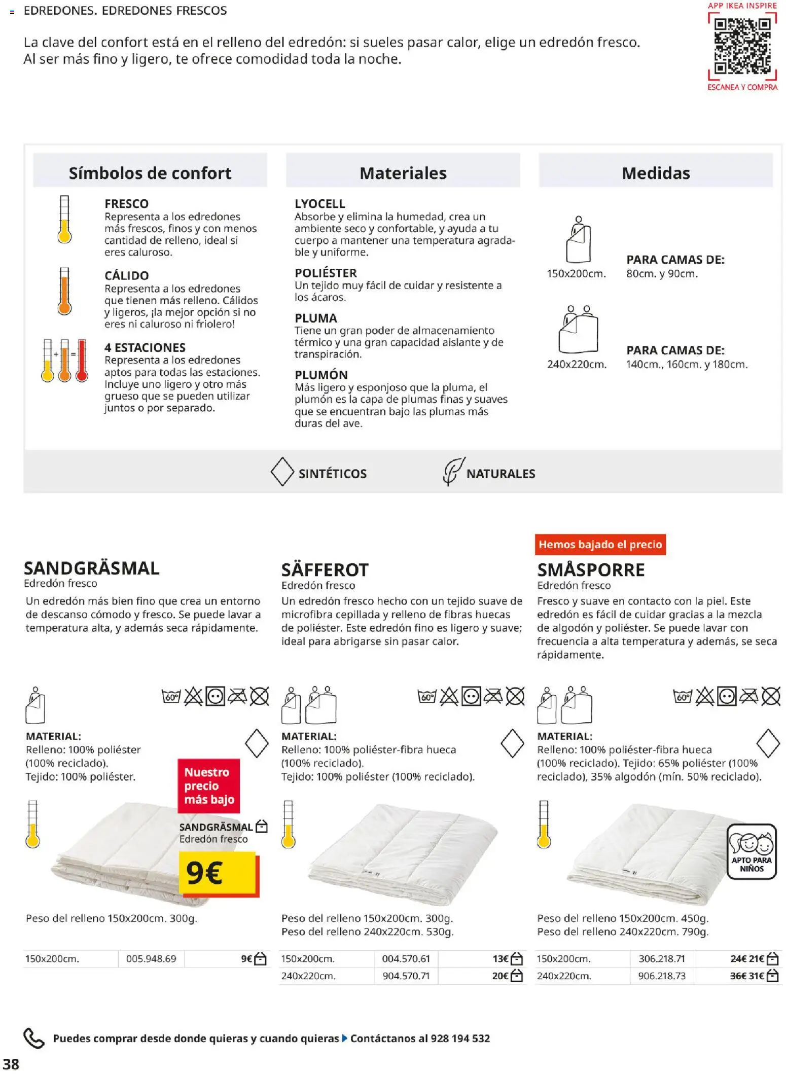 IKEA - Confort │ válido desde el 01/09/2026 | Página: 38 | Productos: Edredón, Té, Algodón, Peso