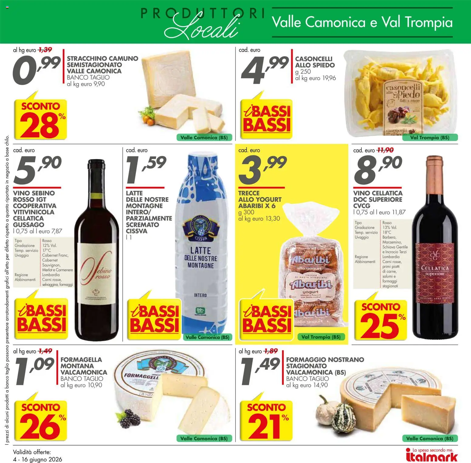 Volantino Italmark del 04.06.2026 | Pagina: 13 | Prodotti: Latte, Formaggio, Vino, Stracchino