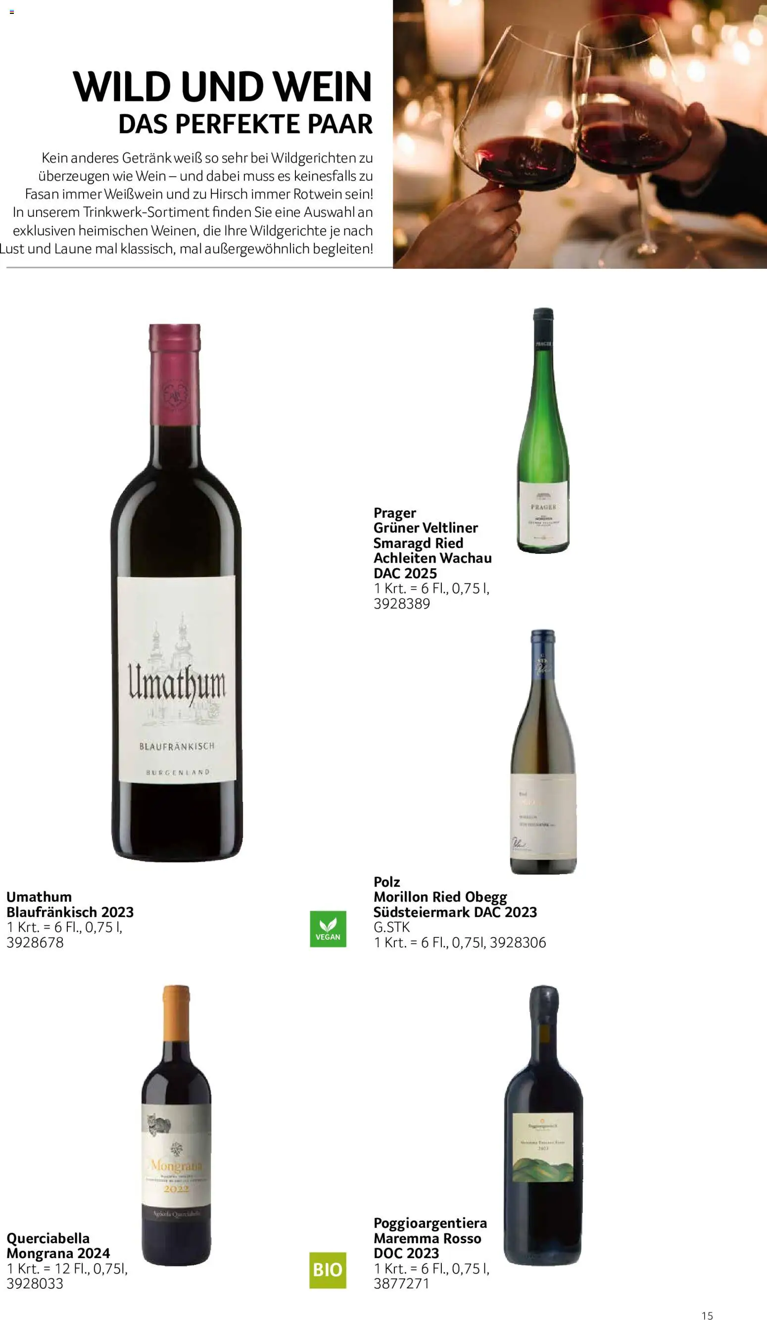 Transgourmet Alles für den Wildgenuss gültig ab 31.08.2026 | Seite: 15 | Produkte: Rotwein, Weißwein, Wein