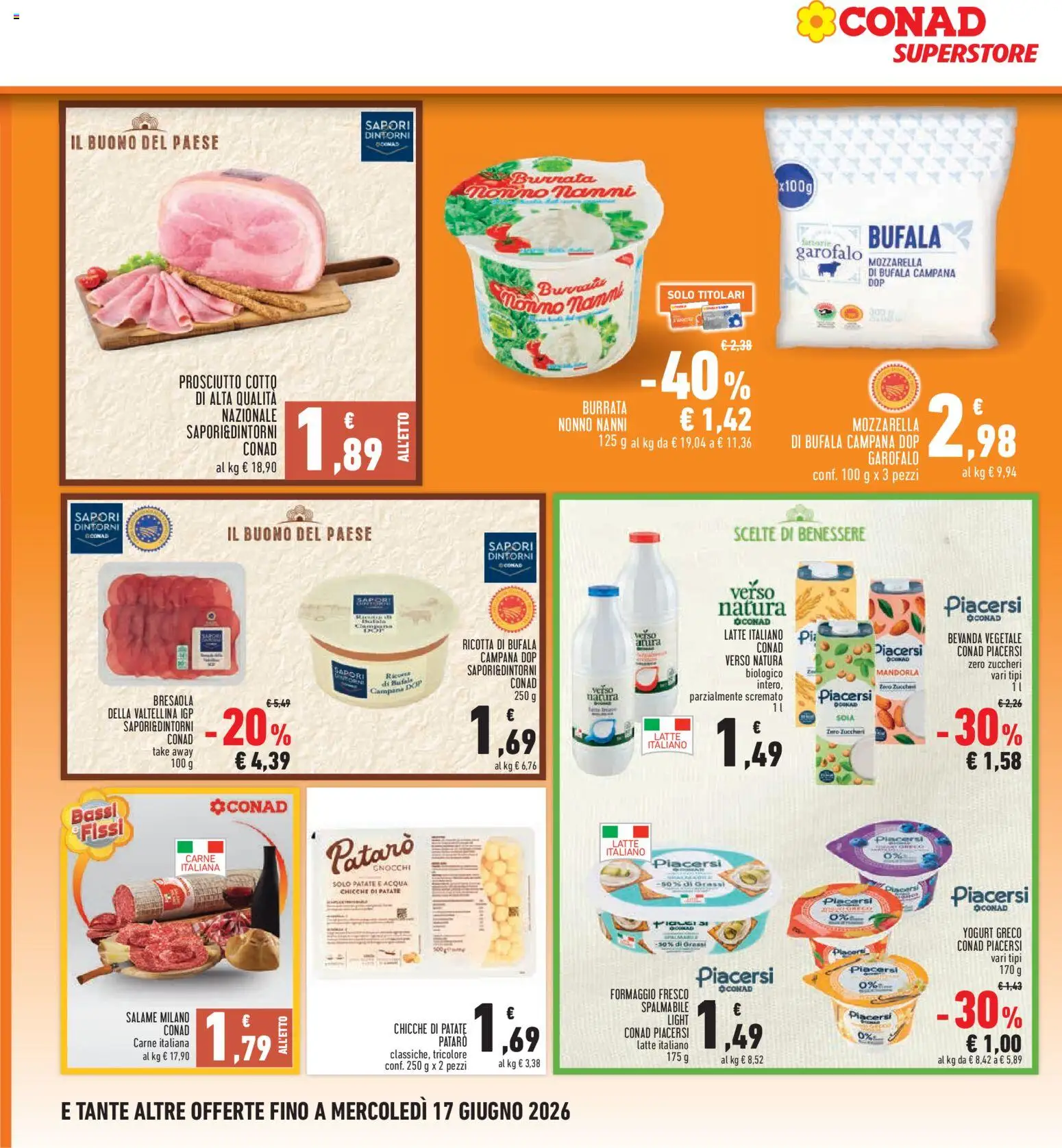 Volantino Conad del 04.06.2026 | Pagina: 12 | Prodotti: Yogurt greco, Prosciutto Cotto, Patate, Burrata