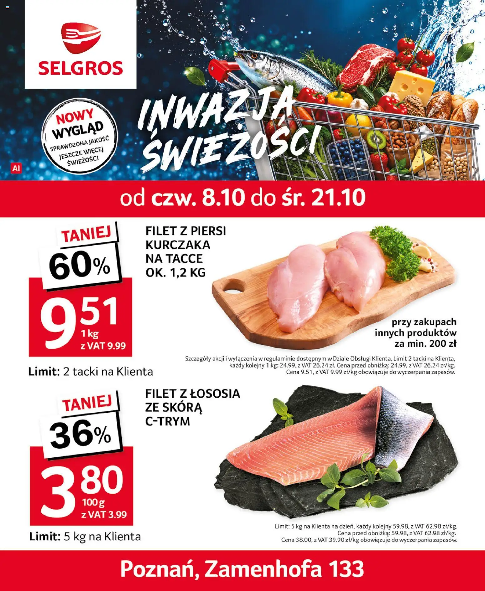 Selgros cash&carry gazetka - Inwazja świeżości od 08.10.2026 | Strona: 1 | Produkty: Piersi, Filet, Filet z piersi kurczaka, Filet z łososia