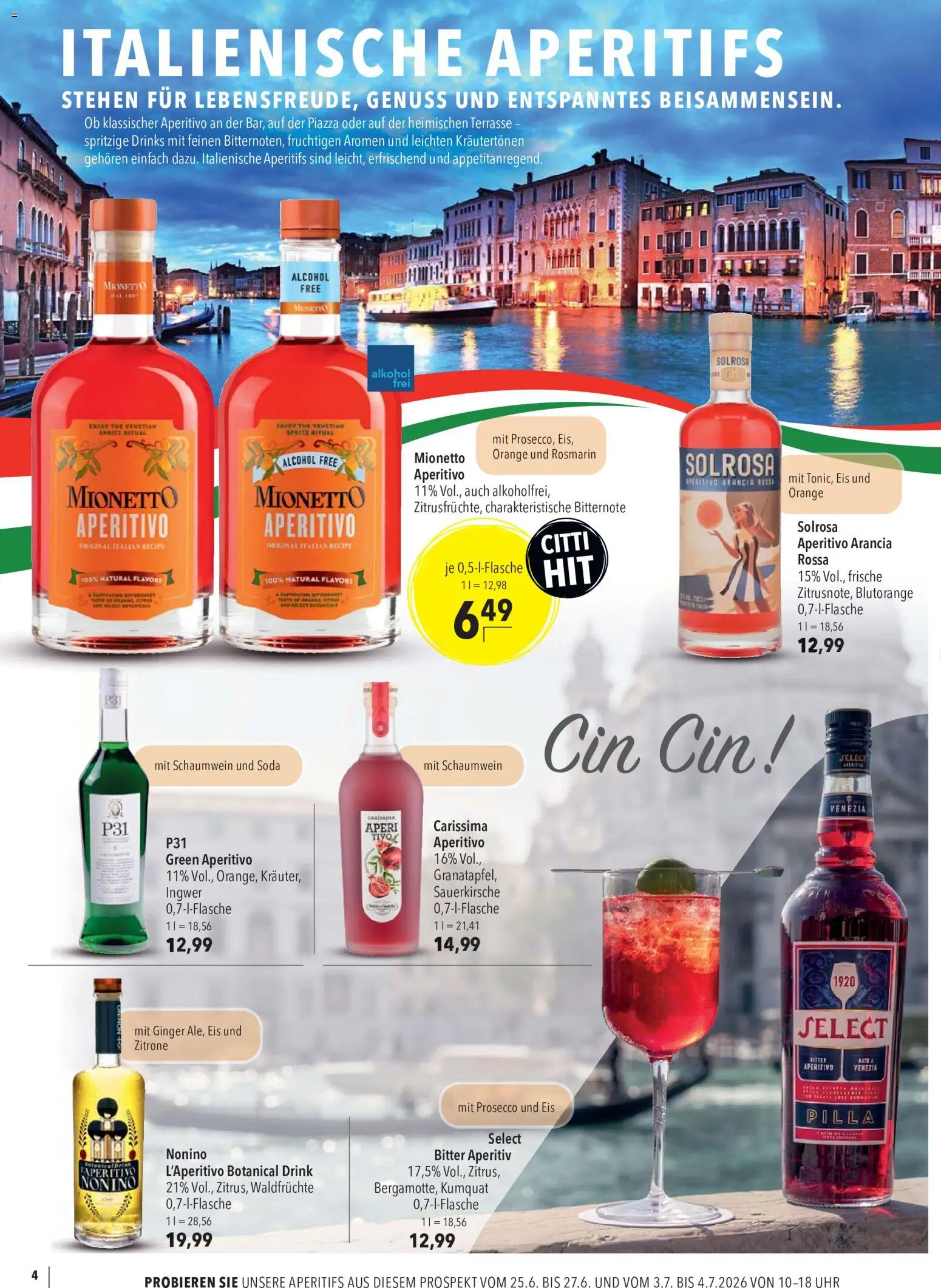 CITTI Markt Sommer Aperitifs – gültig ab 24.06.2026 | Seite: 4 | Produkte: Sprite, Zitrone, Eis, Uhr
