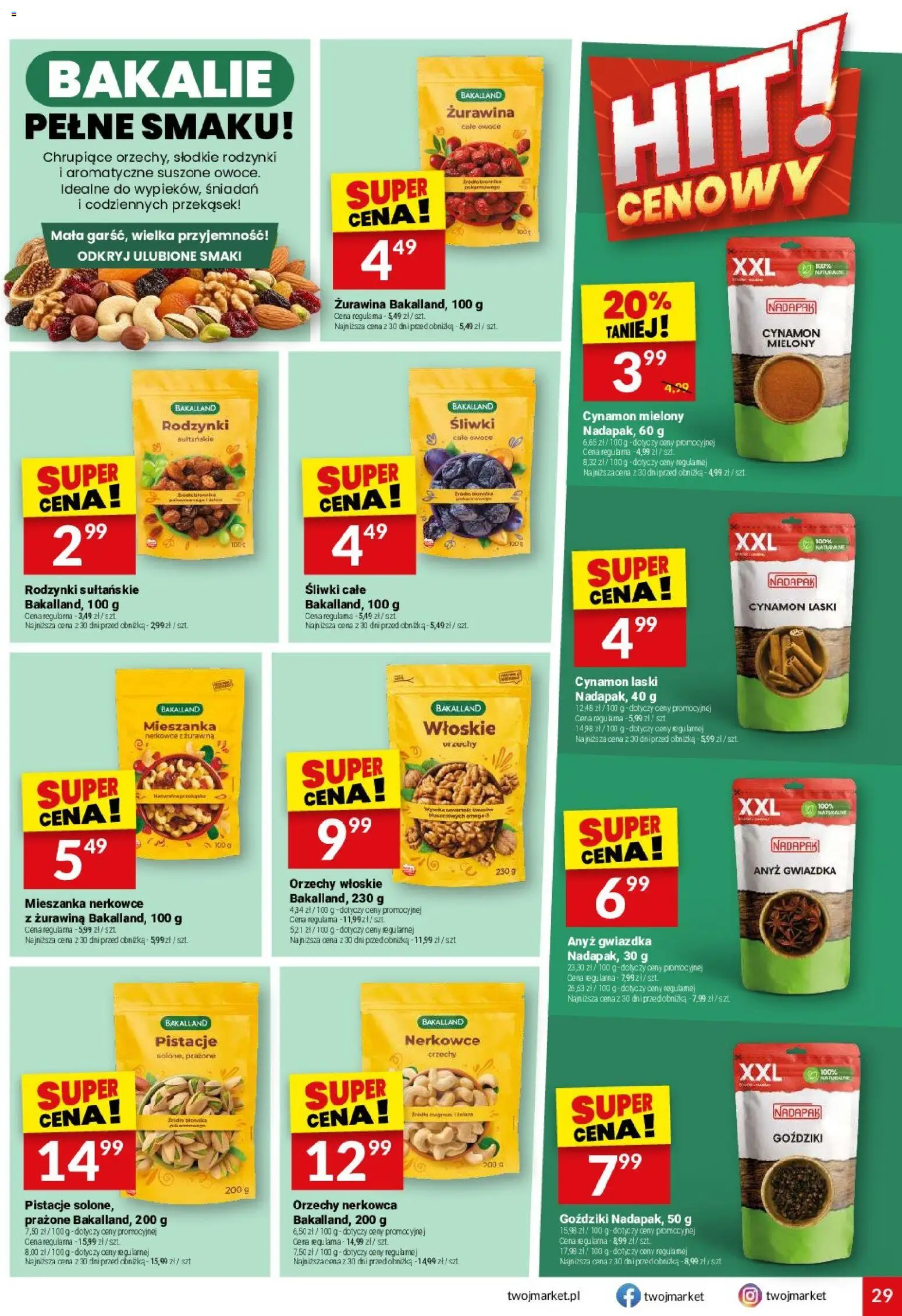 Twój Market gazetka od 21.10.2026 | Strona: 29 | Produkty: Goździki, Pistacje, Śliwki, Owoce