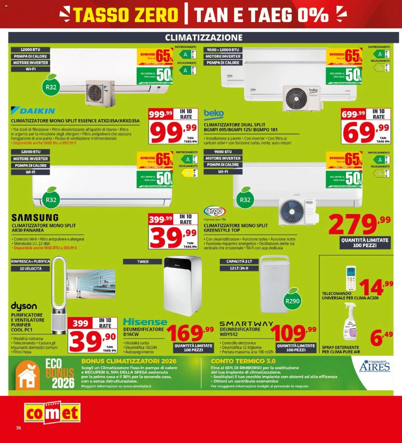 Volantino Comet del 16/07/2026 | Pagina: 36 | Prodotti: Ventilatore, Detergente, Top, Samsung