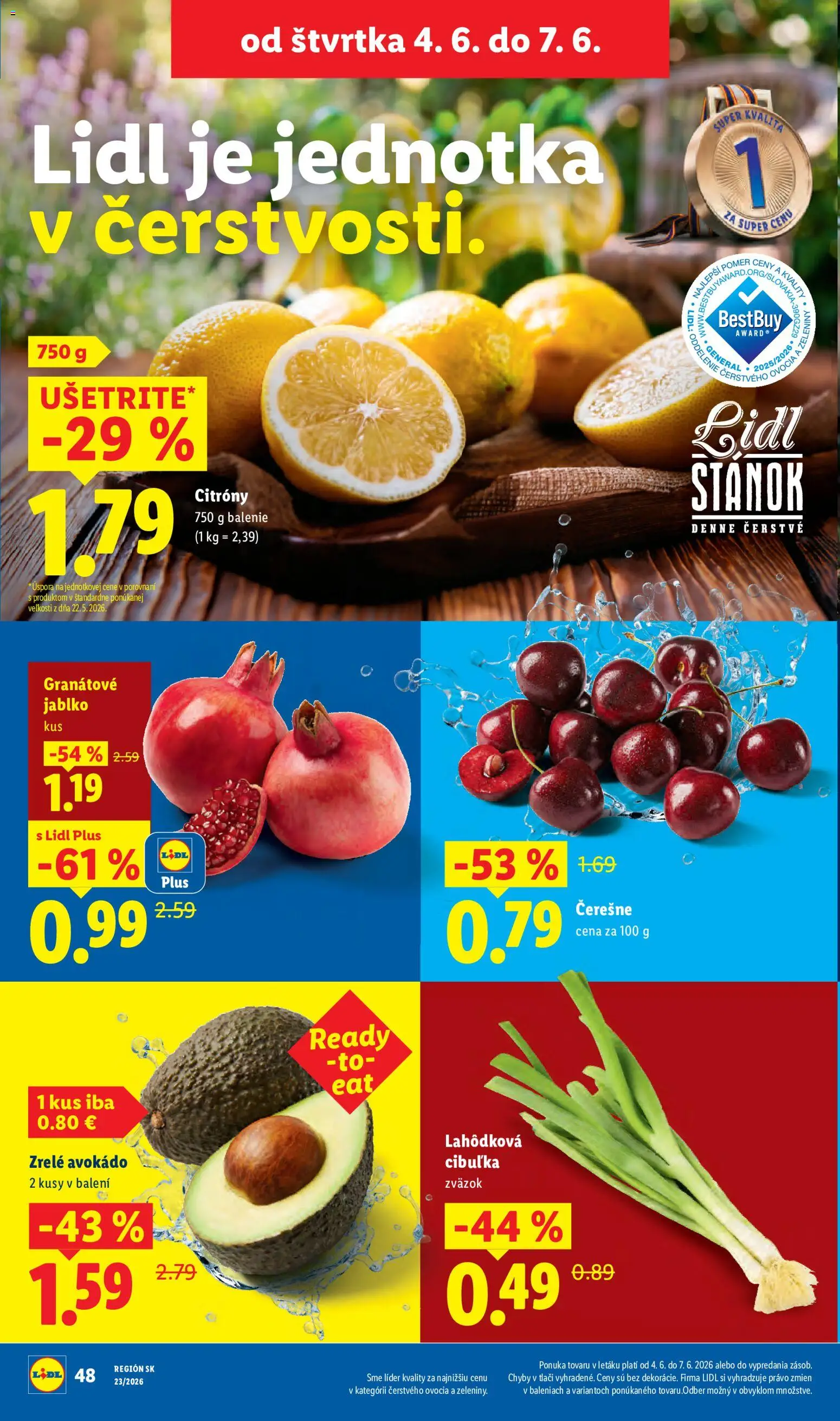 Nové Lidl akcie – leták je platný od 01.06.2026 | Strana: 60 | Produkty: Citróny, Avokádo, Čerešne
