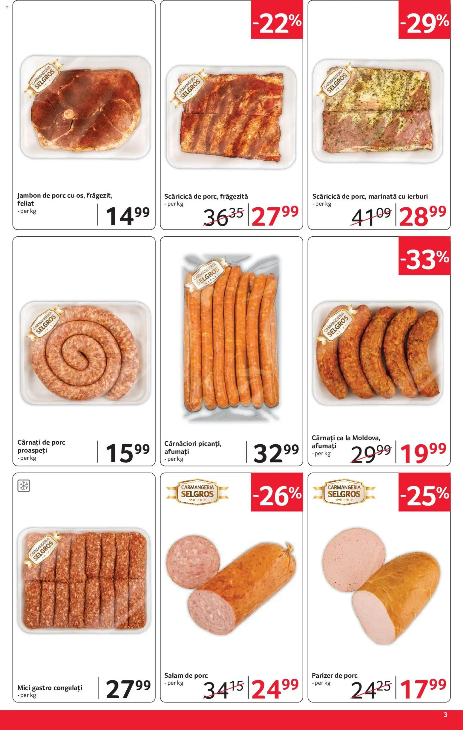 Noul catalog Selgros – valabil de la 29.05.2026 | Pagină: 3 | Produse: Mici, Salam, Parizer, Cârnați