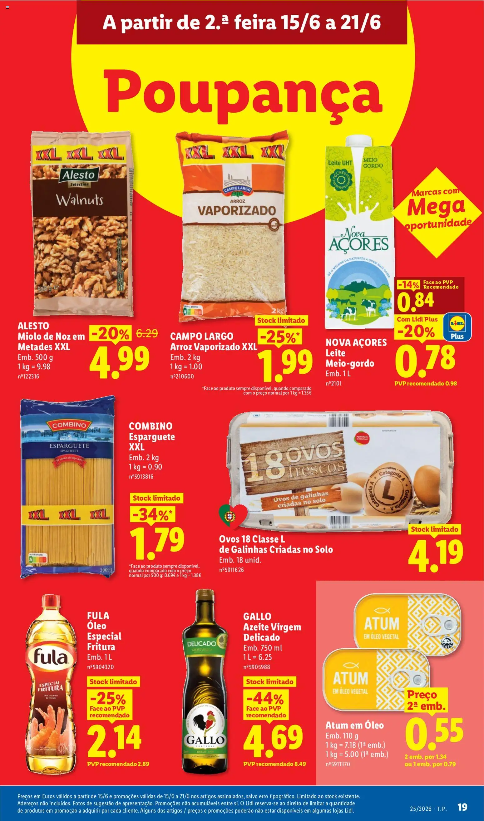 Lidl folheto │ válido de 15.06.2026 | Página: 19 | Produtos: Atum, Azeite, Ovos, Arroz