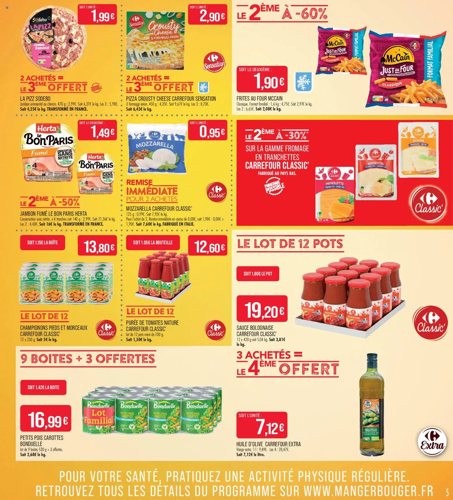 {H1} | Page: 5 | Produits: Frites, Emmental, Mozzarella, Frites au four