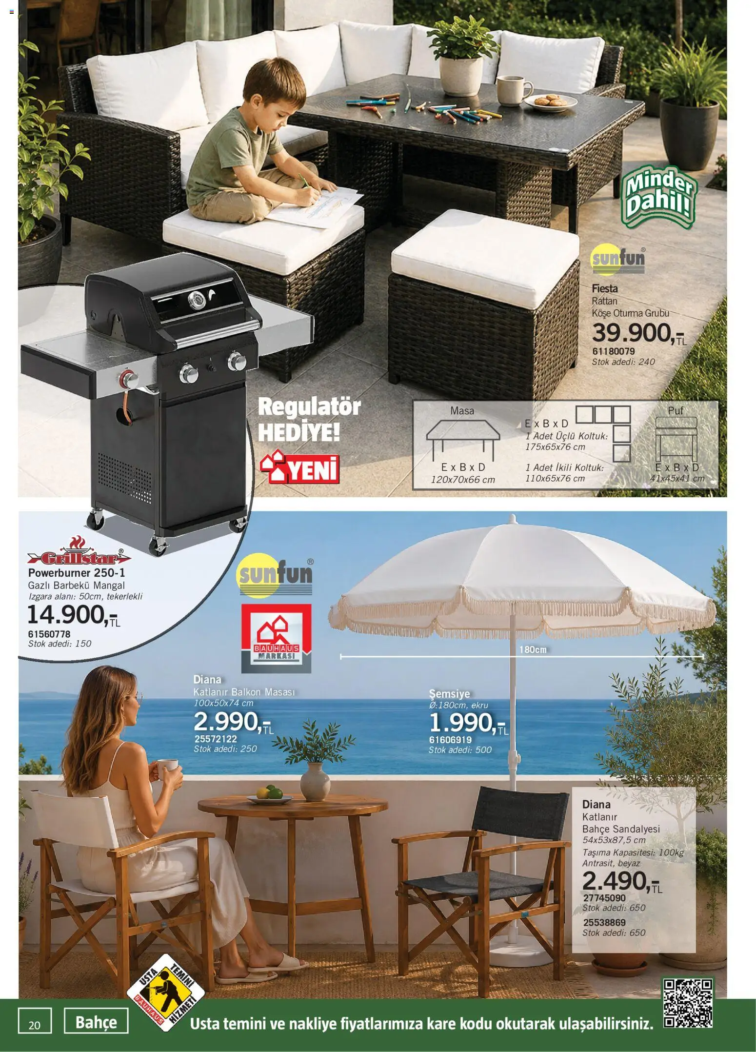 Bauhaus Katalog - 13.06.2026 tarihinden itibaren geçerlidir | Sayfa: 20 | Ürünler: Koltuk, Masa, Şemsiye, Izgara