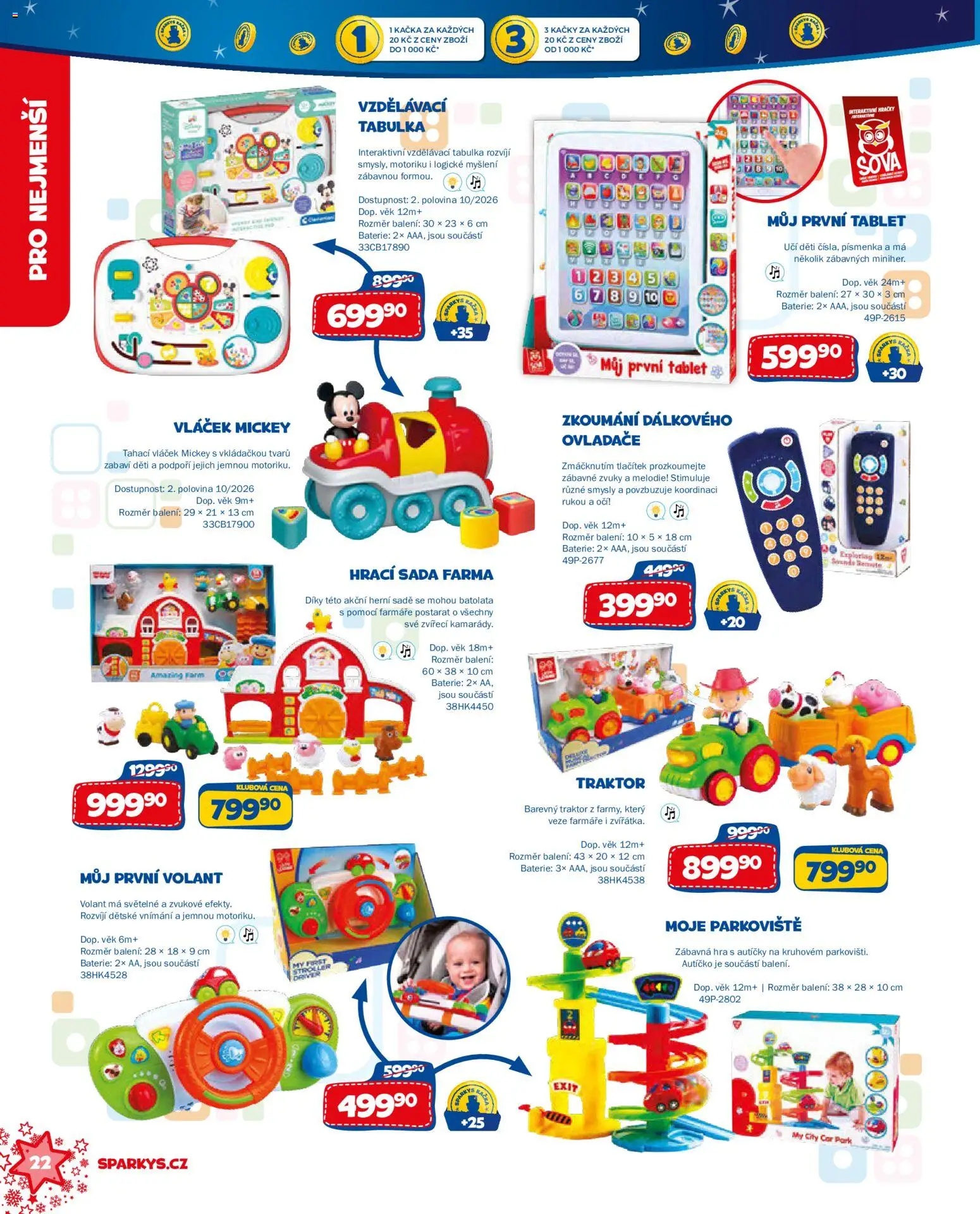 Sparkys katalog Vánoce 2026 od 01.10.2026 | Strana: 22 | Produkty: Tablet, Hra, Hračky, Baterie