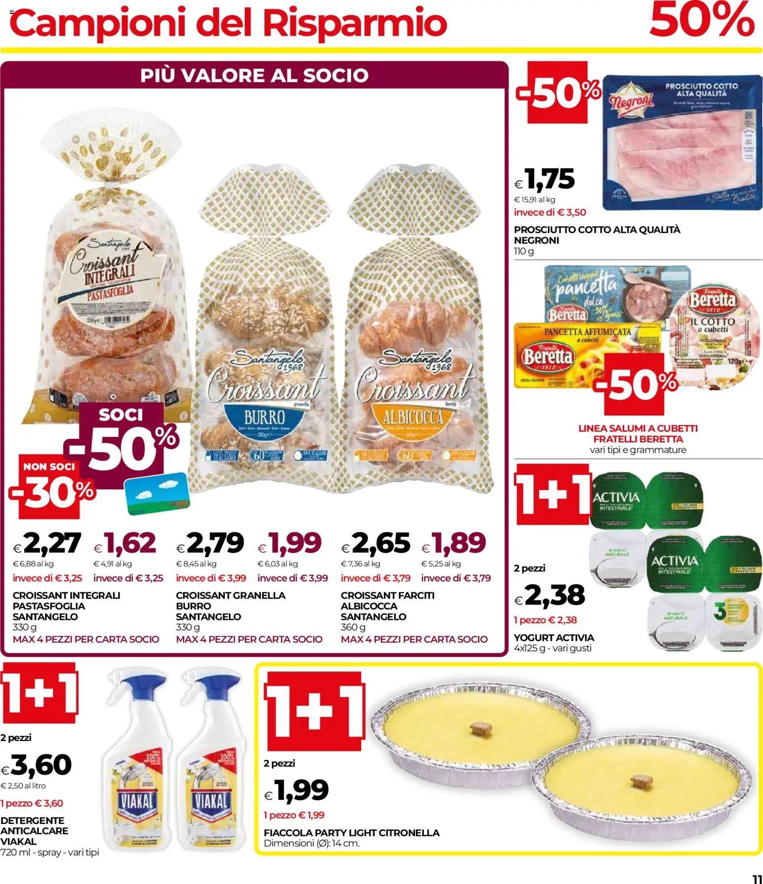 Volantino COOP del 16/07/2026 | Pagina: 11 | Prodotti: Prosciutto Cotto, Detergente, Burro, Croissant