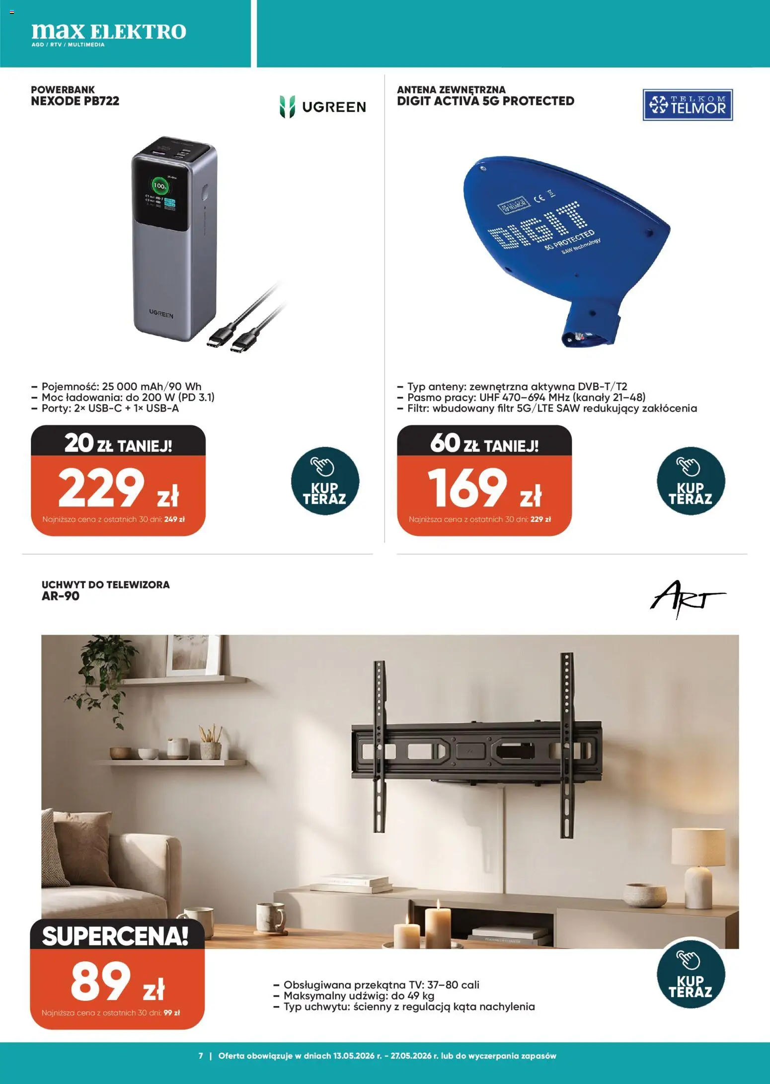 Max elektro gazetka od 13.05.2026 | Strona: 7 | Produkty: Powerbank