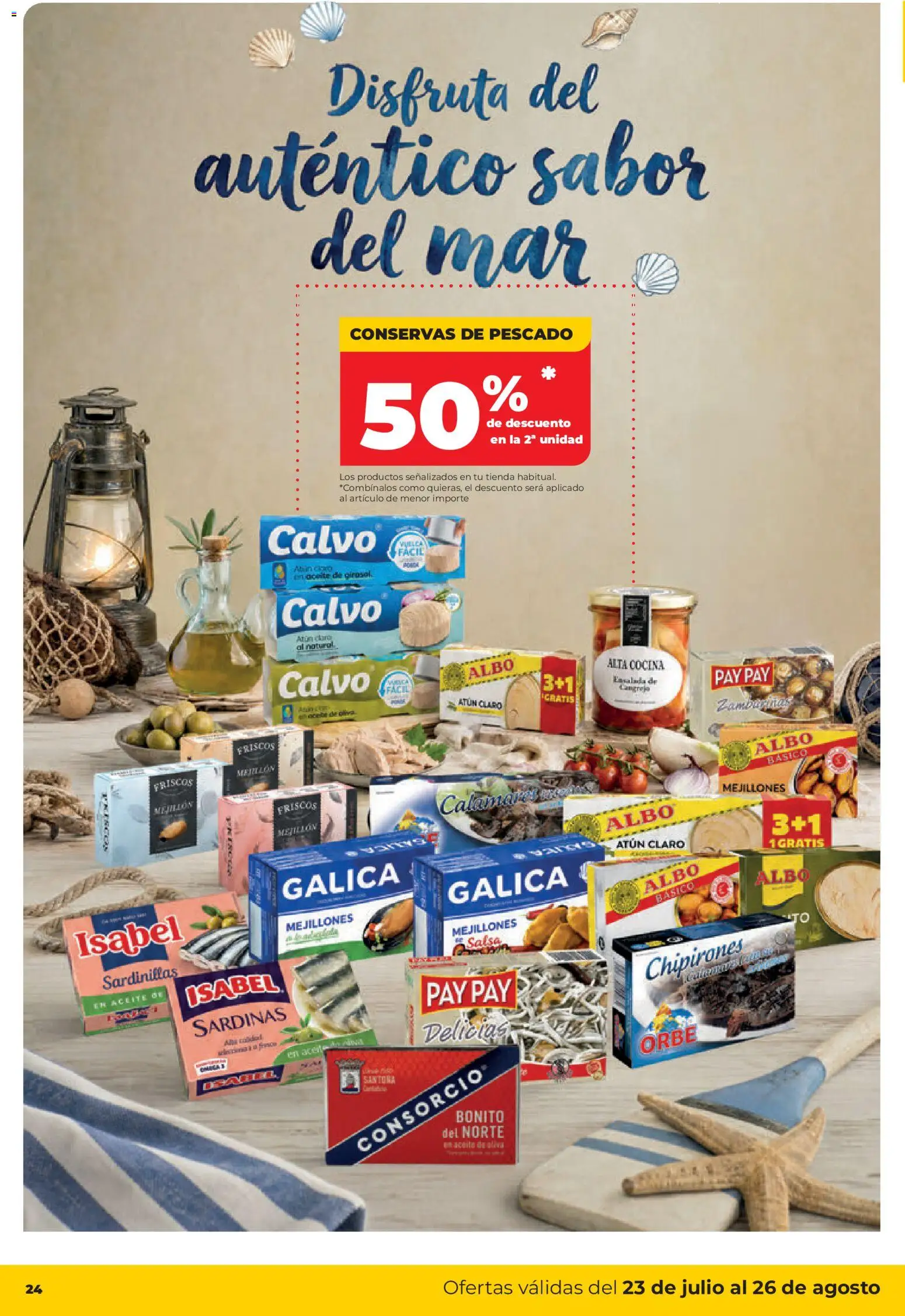 Alimerka folleto Asturias │ válido desde el 23/07/2026 | Página: 24 | Productos: Calamares, Sardinillas, Pescado, Atún claro