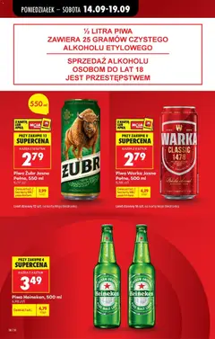 Pogląd oferty "Piwo Żubr Jasne Pełne, 550 ml, Piwo Żubr Jasne Pełne, 550 ml" - ważna od 14.09.2026 | Strona: 14 | Produkty: Warka, Piwo Warka, Piwo, Heineken