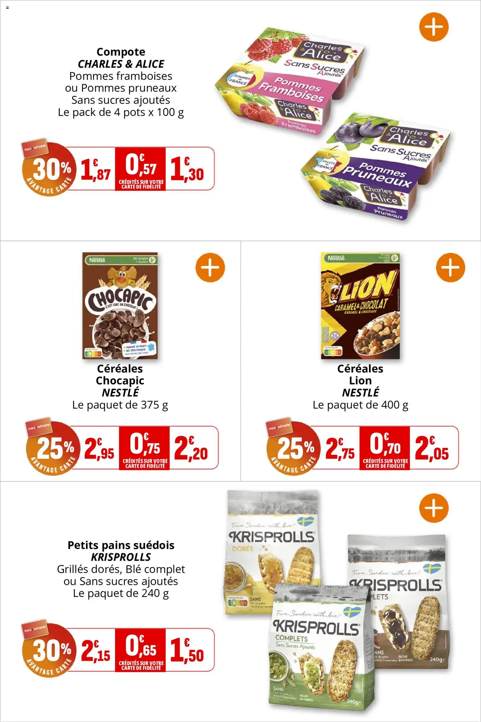 {H1} | Page: 20 | Produits: Chocapic, Pruneaux, Pommes, Céréales